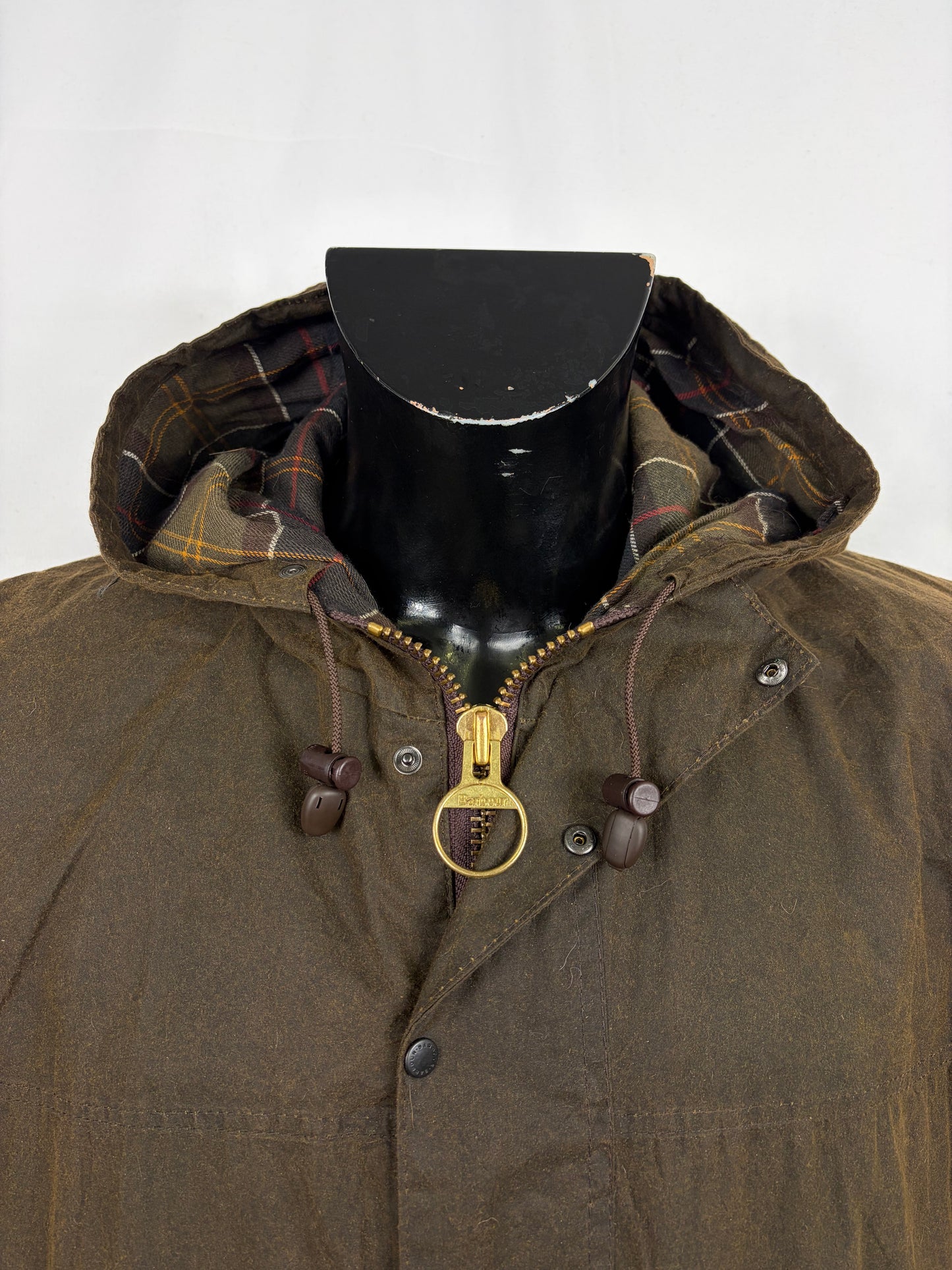 Barbour Durham colore verde con cappuccio C46/117 cm Olive Hooded waxed Durham Size Xlarge