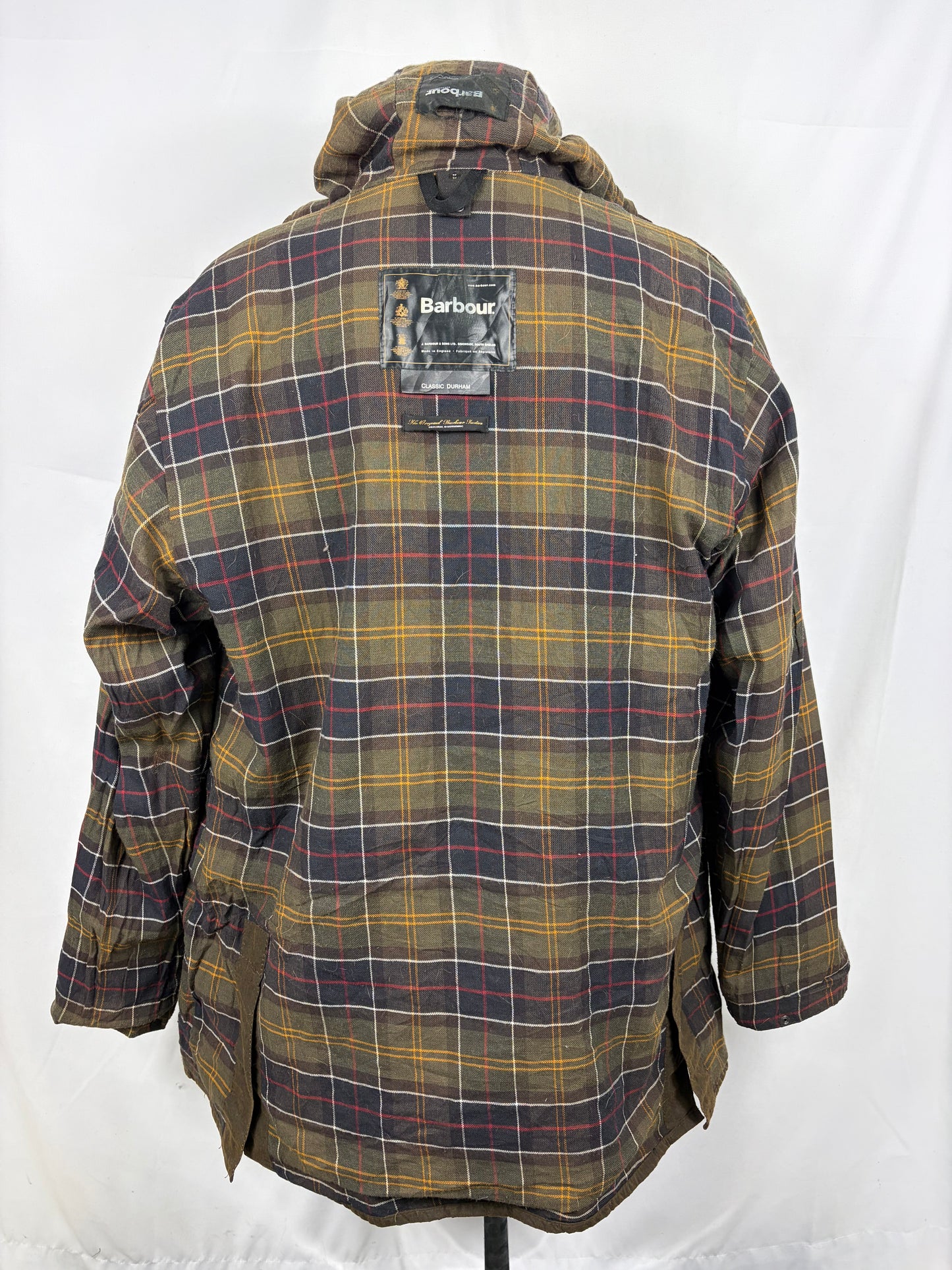 Barbour Durham colore verde con cappuccio C46/117 cm Olive Hooded waxed Durham Size Xlarge