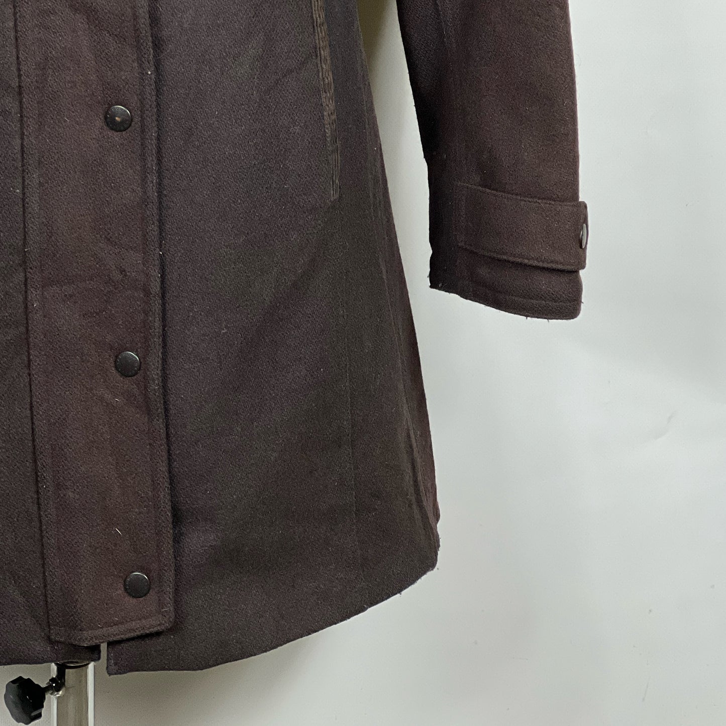 Cappotto Barbour marrone da donna in lana UK10 Small Brown Wool Lady coat size small