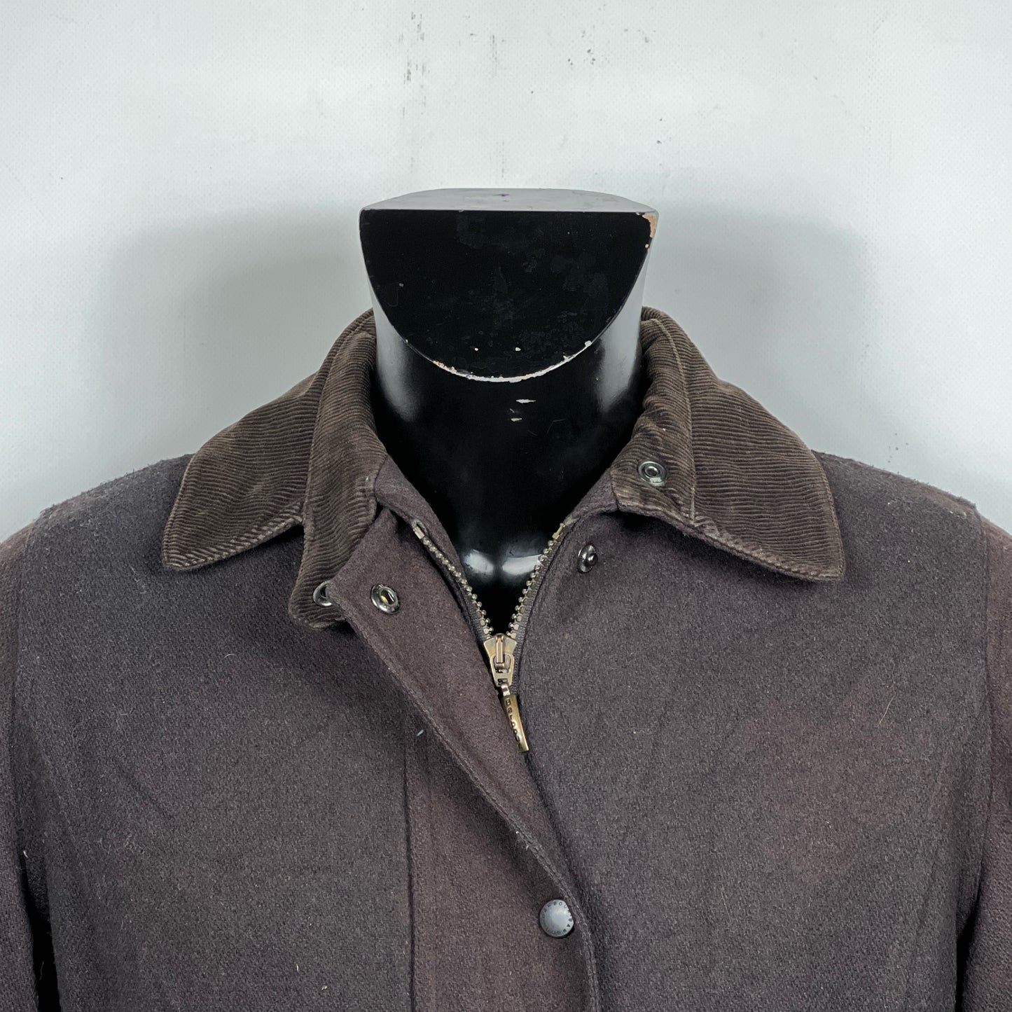 Cappotto Barbour marrone da donna in lana UK10 Small Brown Wool Lady coat size small