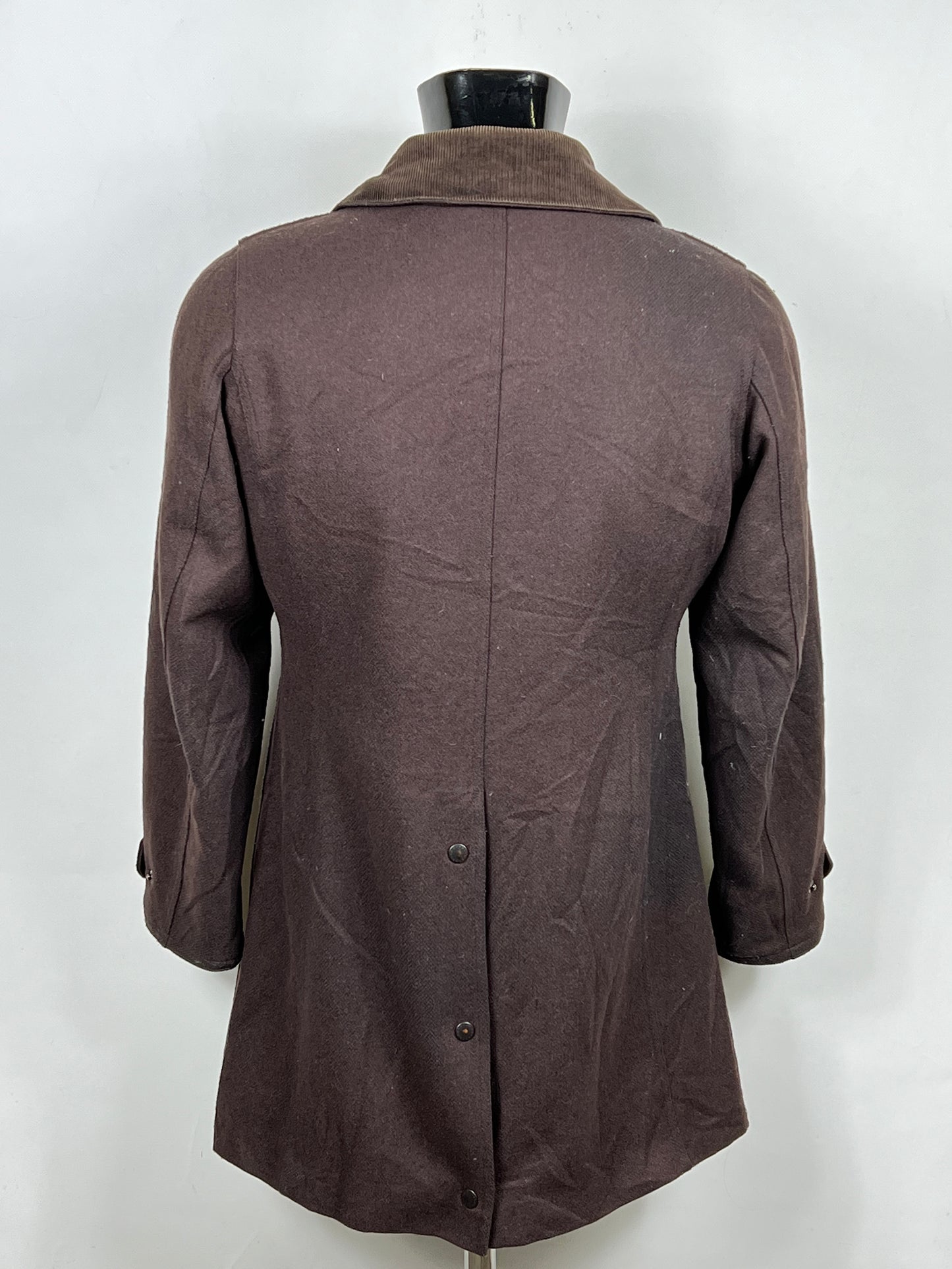 Cappotto Barbour marrone da donna in lana UK10 Small Brown Wool Lady coat size small