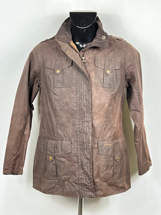 Barbour Giacca donna marrone cerato UK14 Tg. 42- Waxed Brown Jacket Size uk14