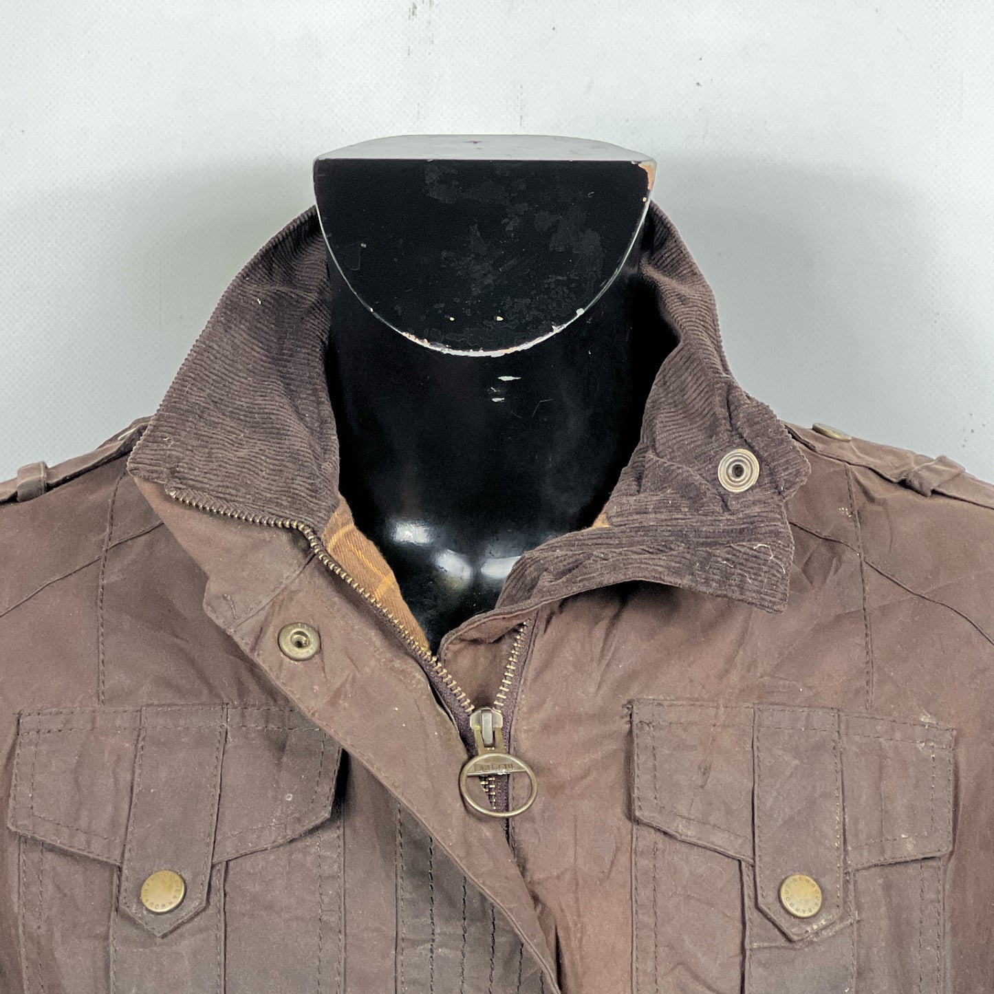 Barbour Giacca donna marrone cerato UK14 Tg. 42- Waxed Brown Jacket Size uk14