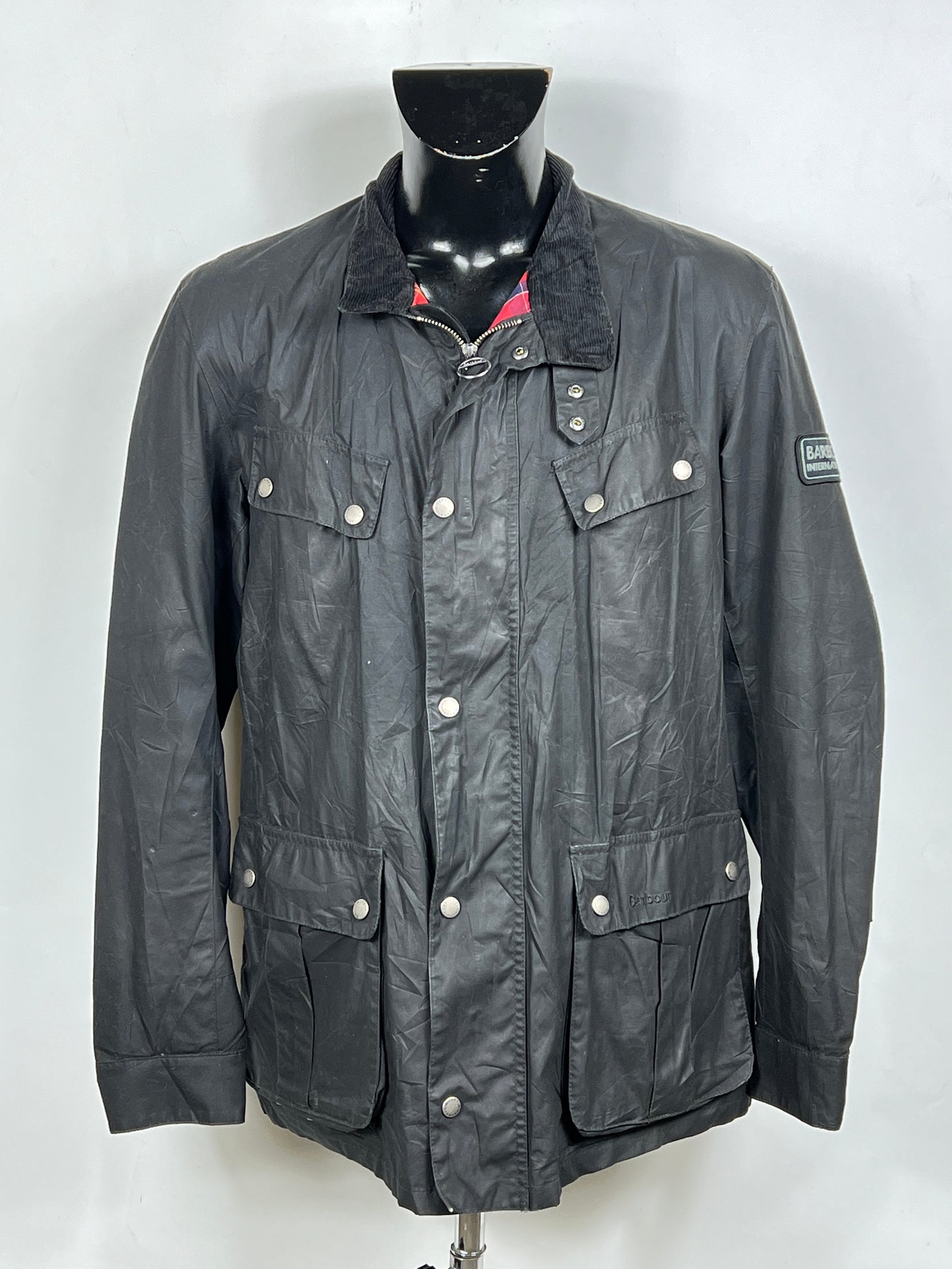 Barbour International uomo Enfield Nero XL Man Black Enfield waxed Jacket Size XL