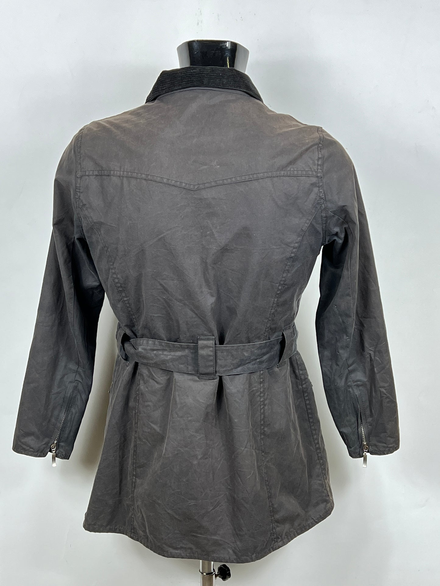 Giacca Barbour Donna con cintura nera utility mac UK12 -Lady Black jacket size UK12