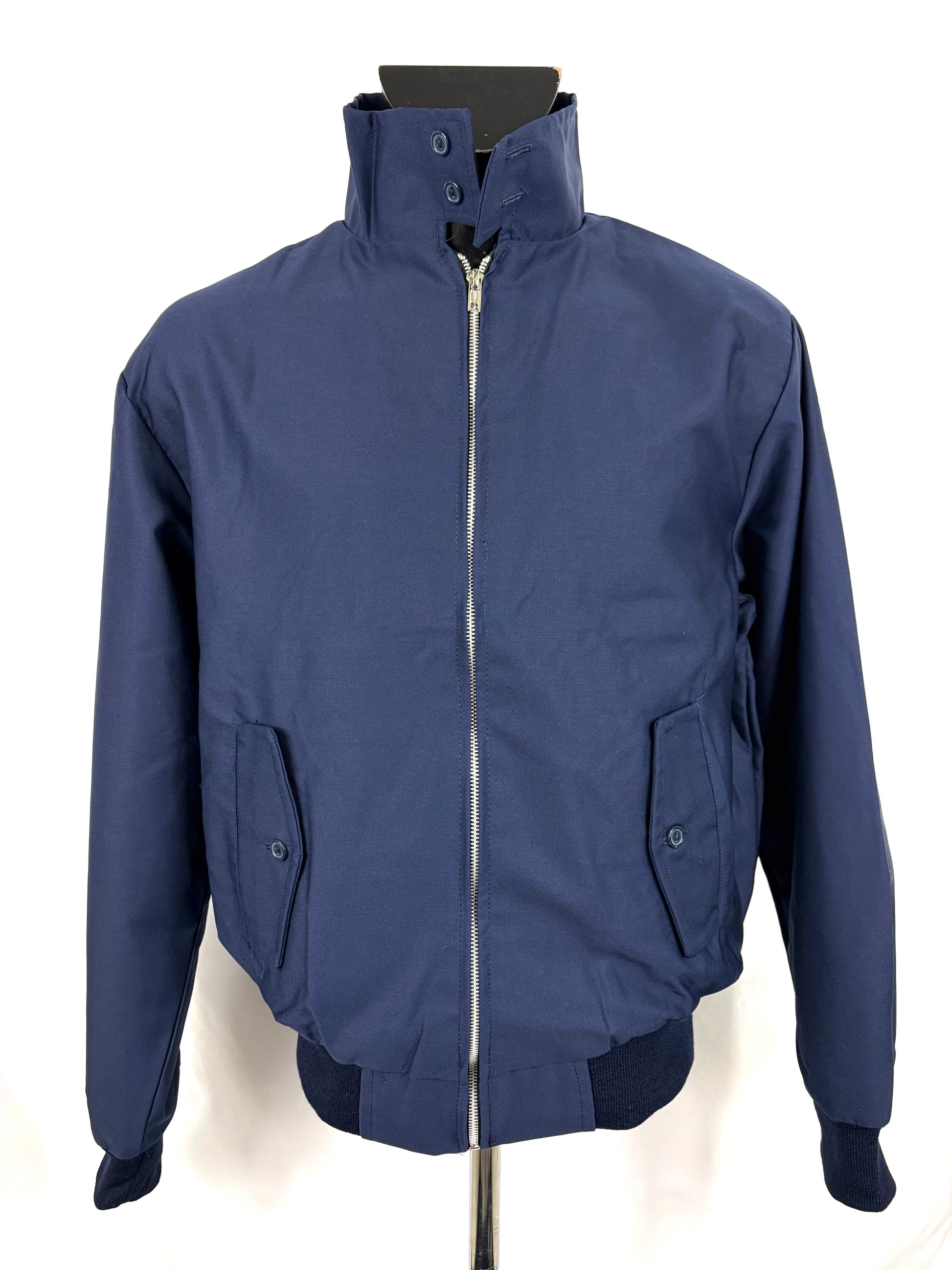 Giacca Harrington blu notte da uomo in cotone Made in England - Man Navy Harrington Jacket - Shop In London