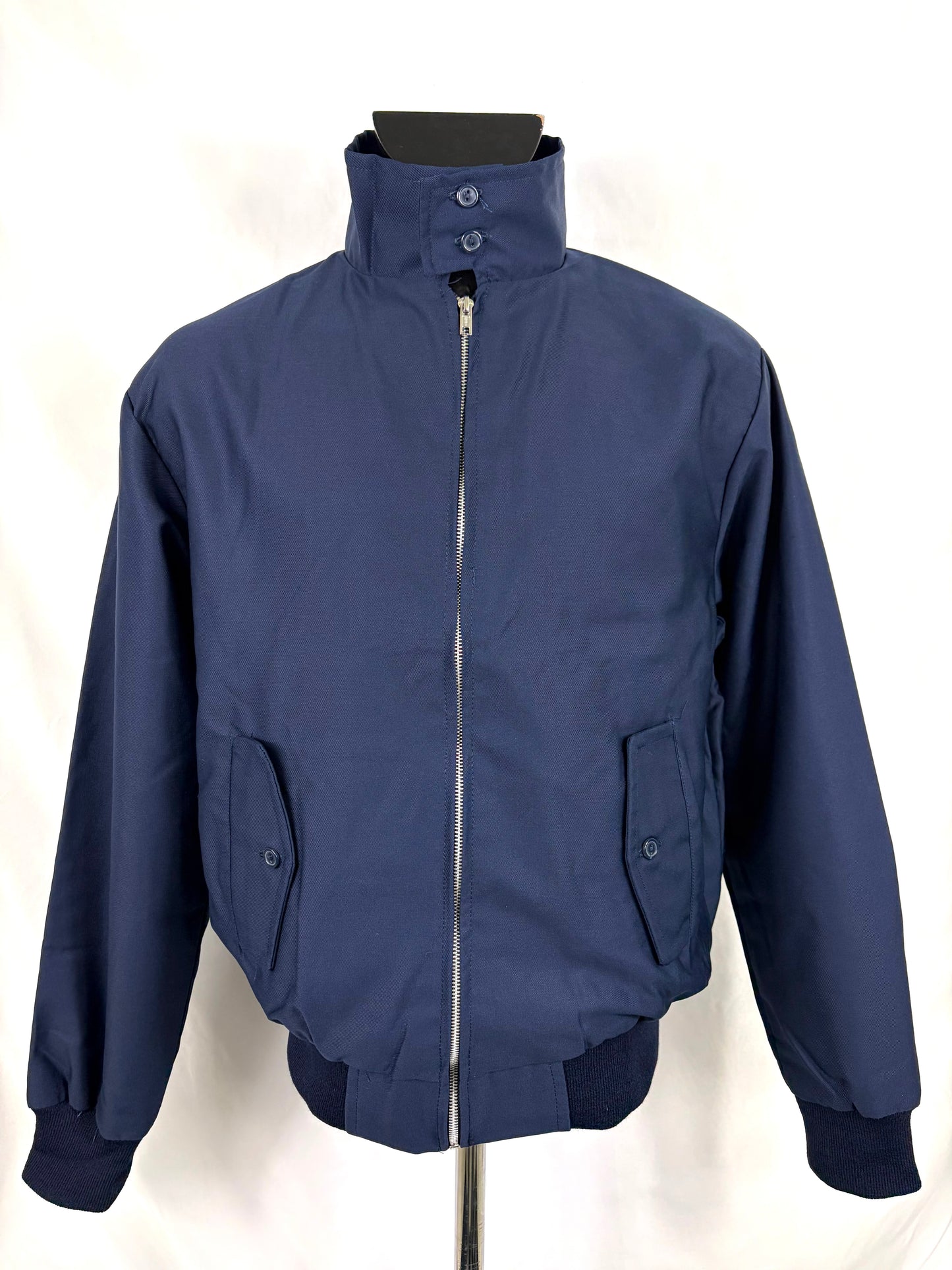Giacca Harrington blu notte da uomo in cotone Made in England - Man Navy Harrington Jacket - Shop In London