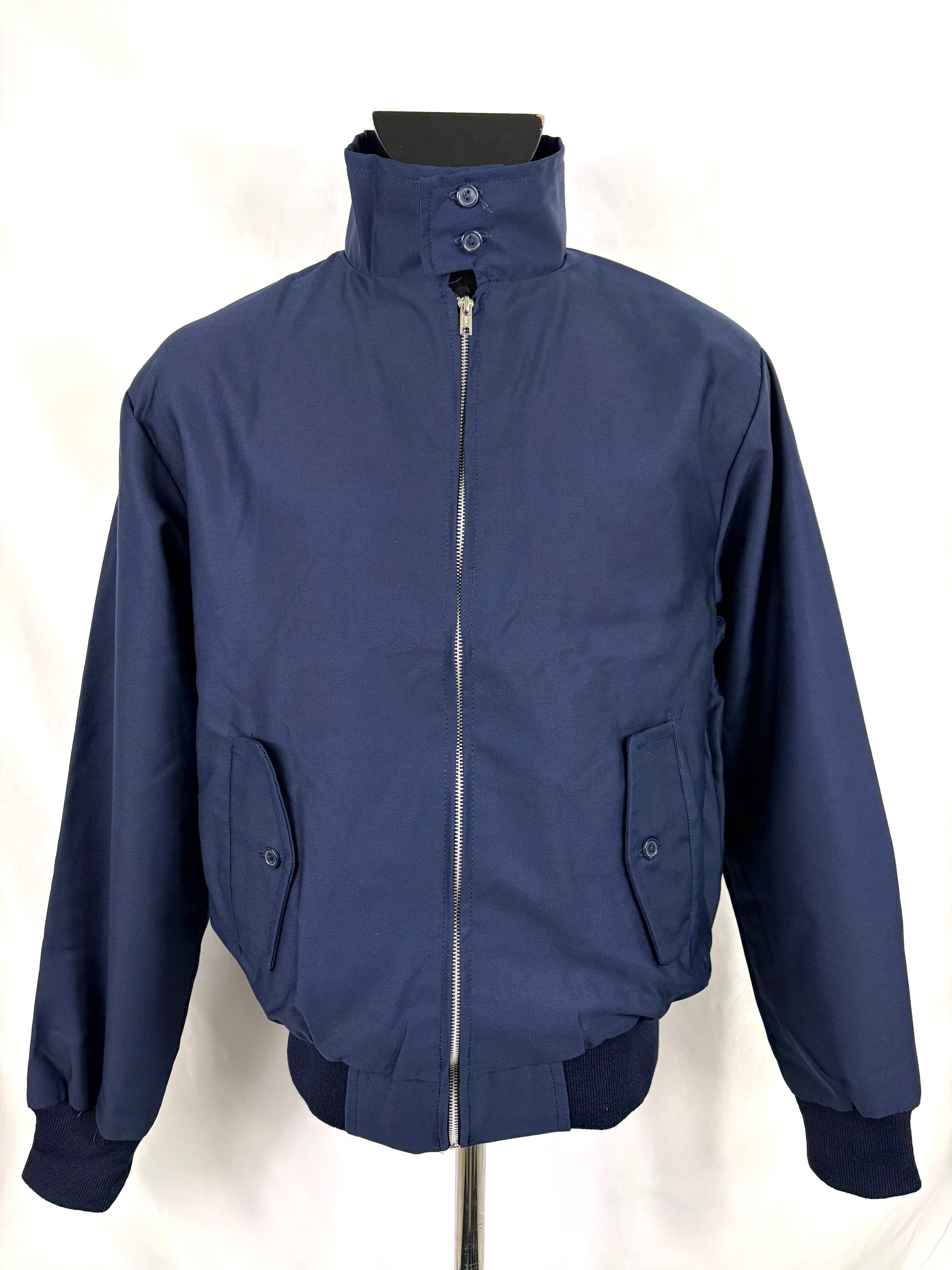Giacca Harrington blu notte da uomo in cotone Made in England - Man Navy Harrington Jacket - Shop In London
