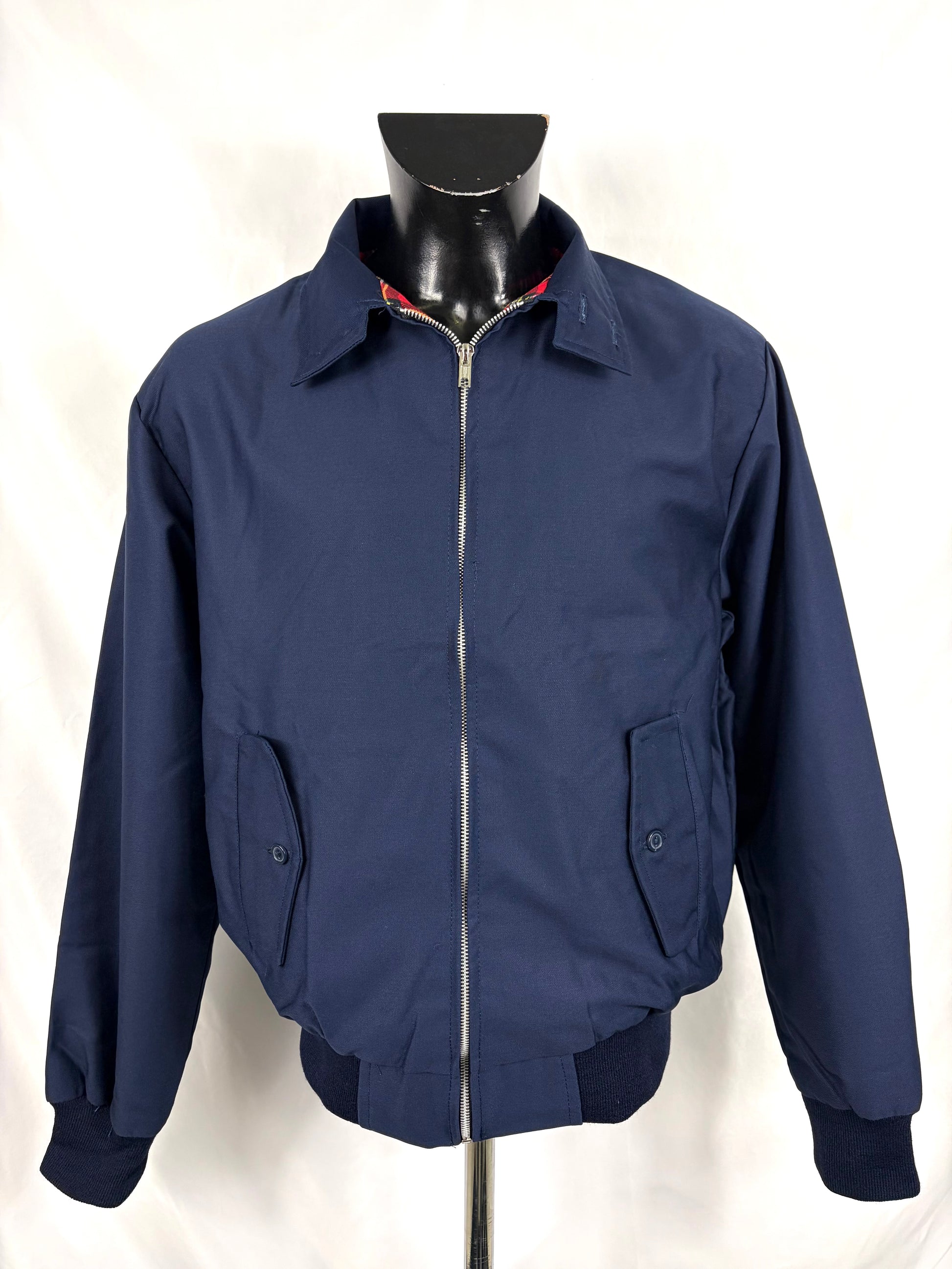 Giacca Harrington blu notte da uomo in cotone Made in England - Man Navy Harrington Jacket - Shop In London