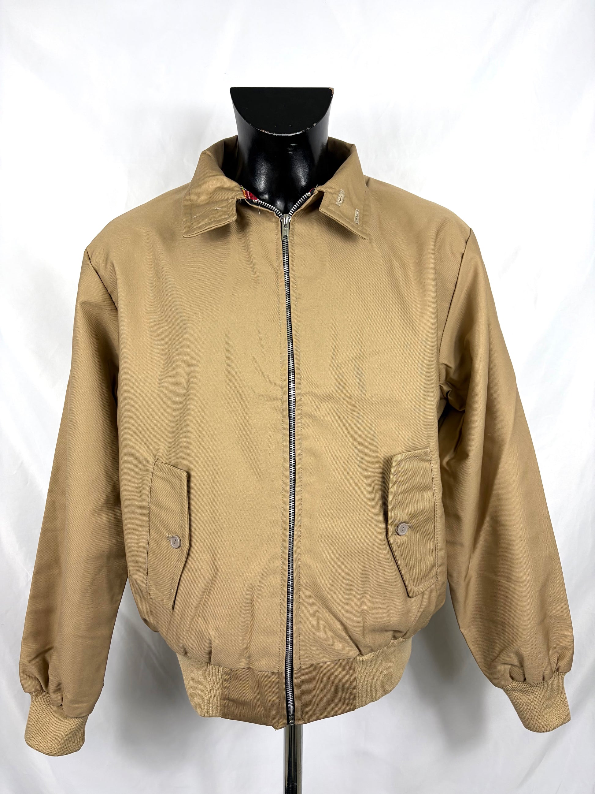 Giacca Harrington beige da uomo in cotone Made in England - Man Beige Harrington Jacket - Shop In London
