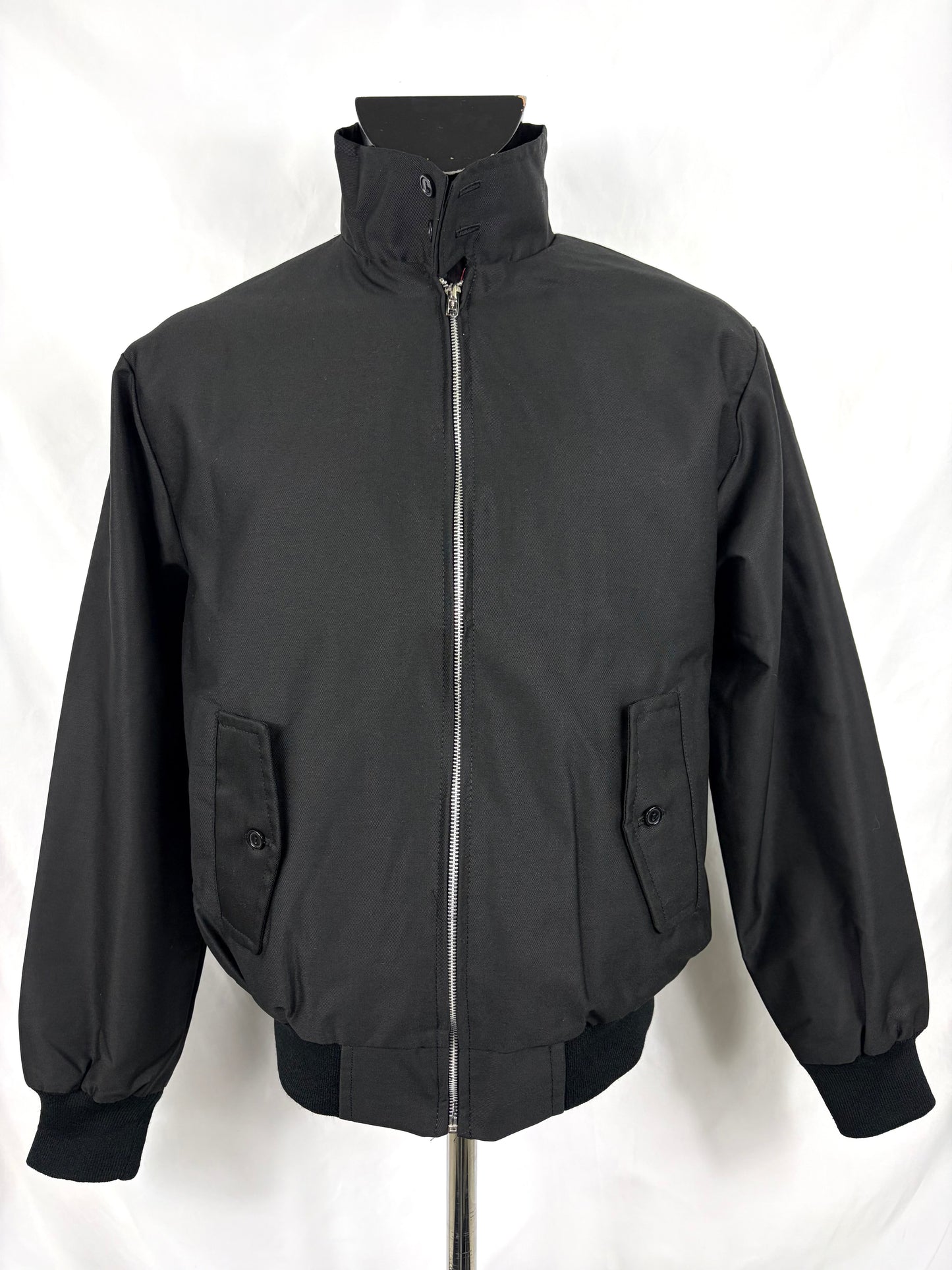 Giacca Harrington nera da uomo in cotone Made in England - Man Black Harrington Jacket - Shop In London