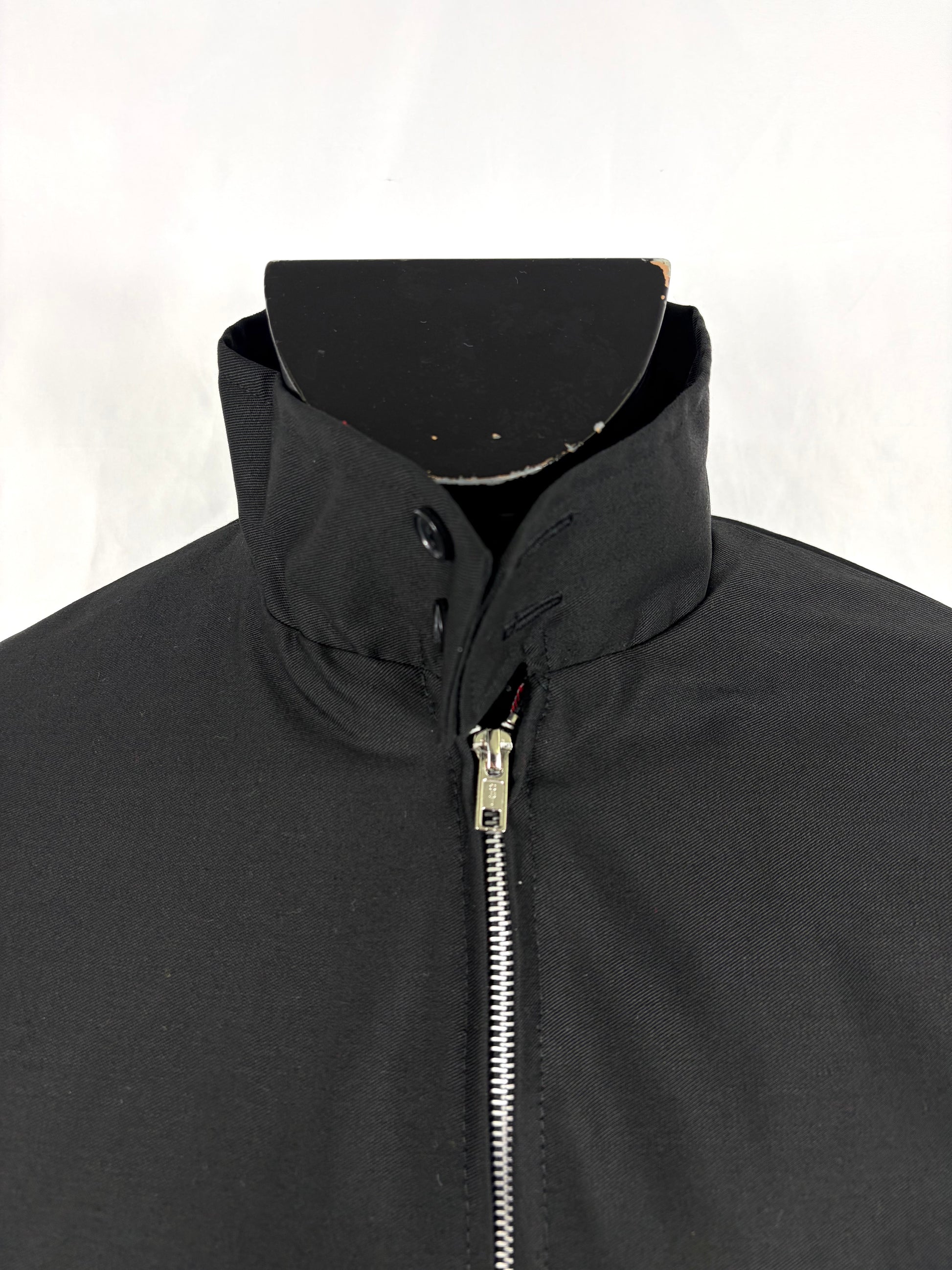 Giacca Harrington nera da uomo in cotone Made in England - Man Black Harrington Jacket - Shop In London