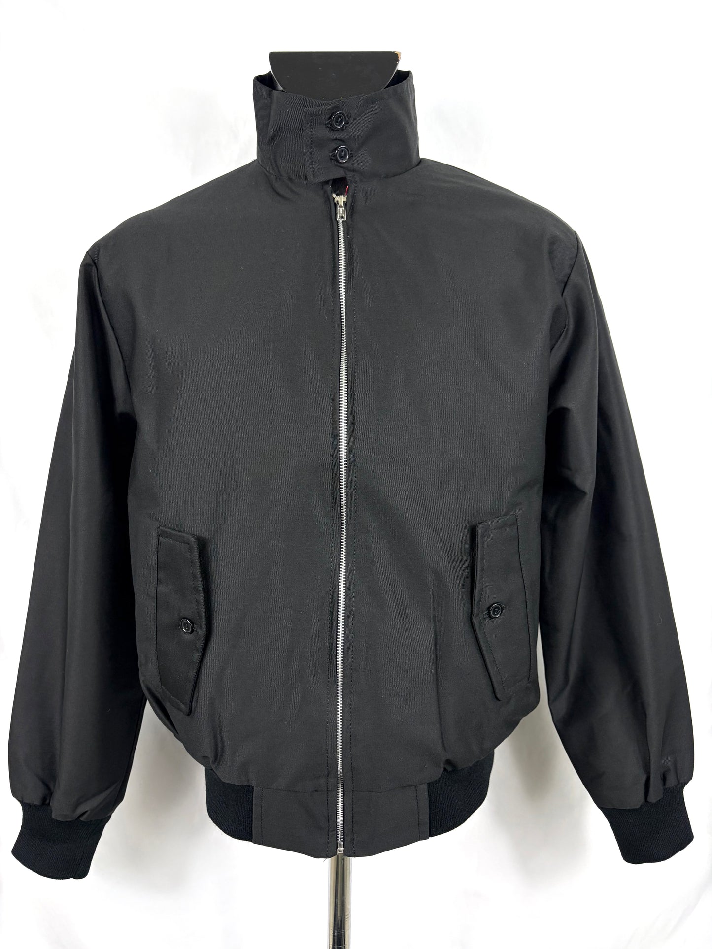 Giacca Harrington nera da uomo in cotone Made in England - Man Black Harrington Jacket - Shop In London