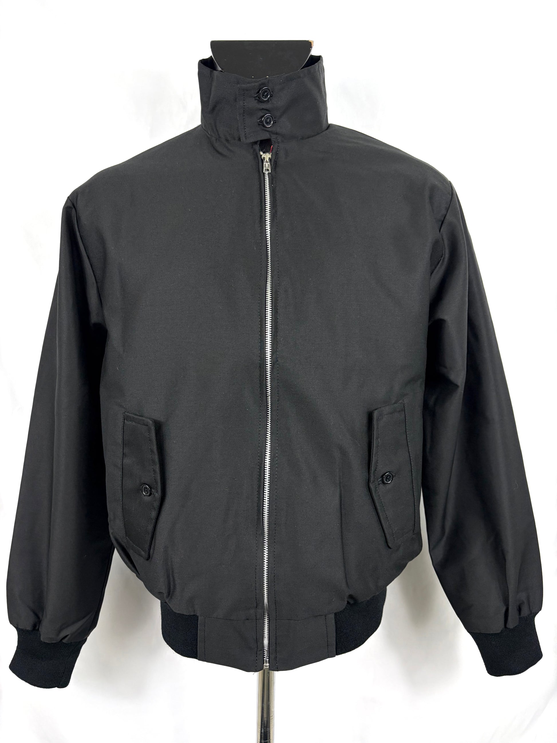 Giacca Harrington nera da uomo in cotone Made in England - Man Black Harrington Jacket - Shop In London