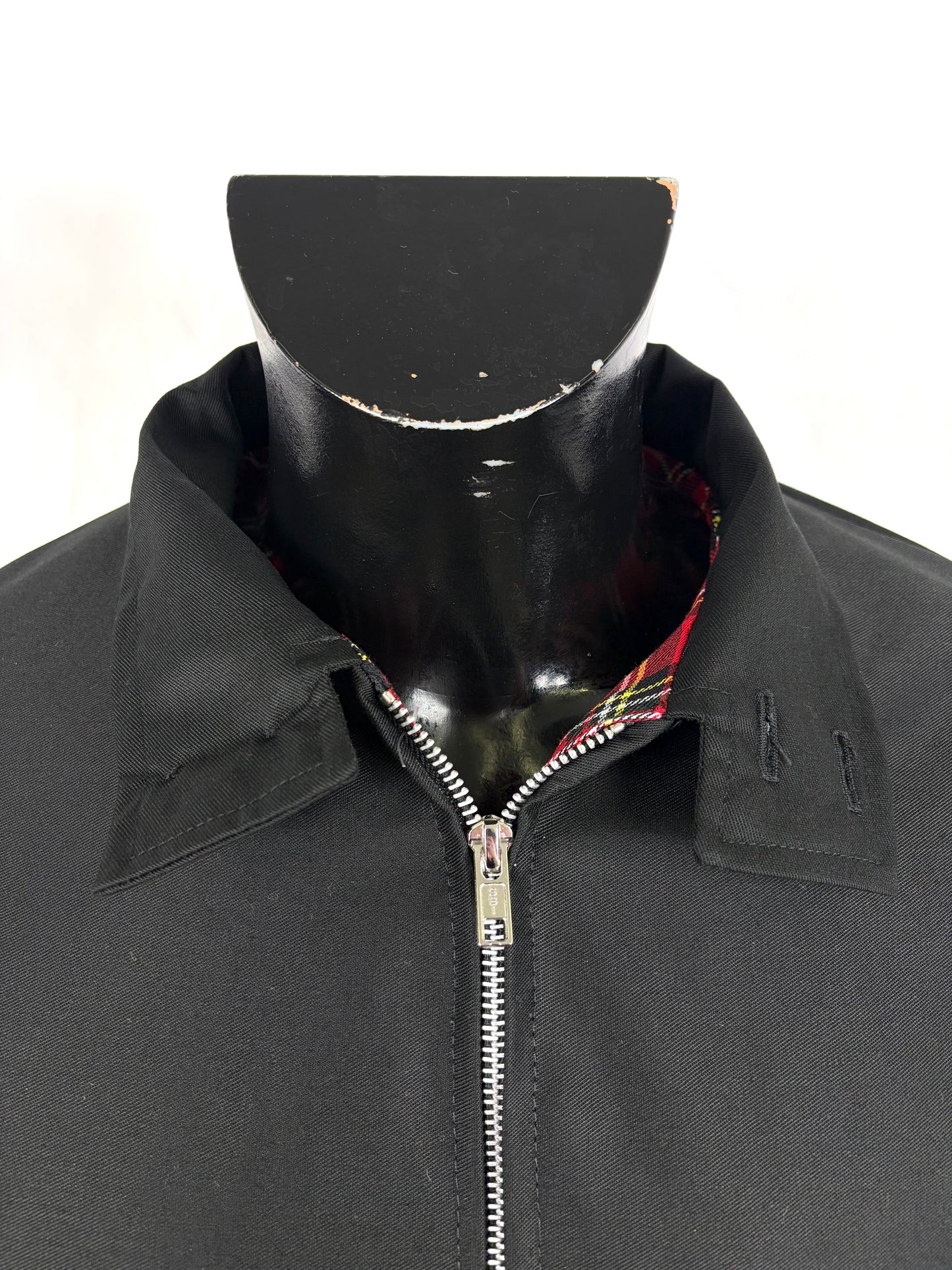 Giacca Harrington nera da uomo in cotone Made in England - Man Black Harrington Jacket - Shop In London