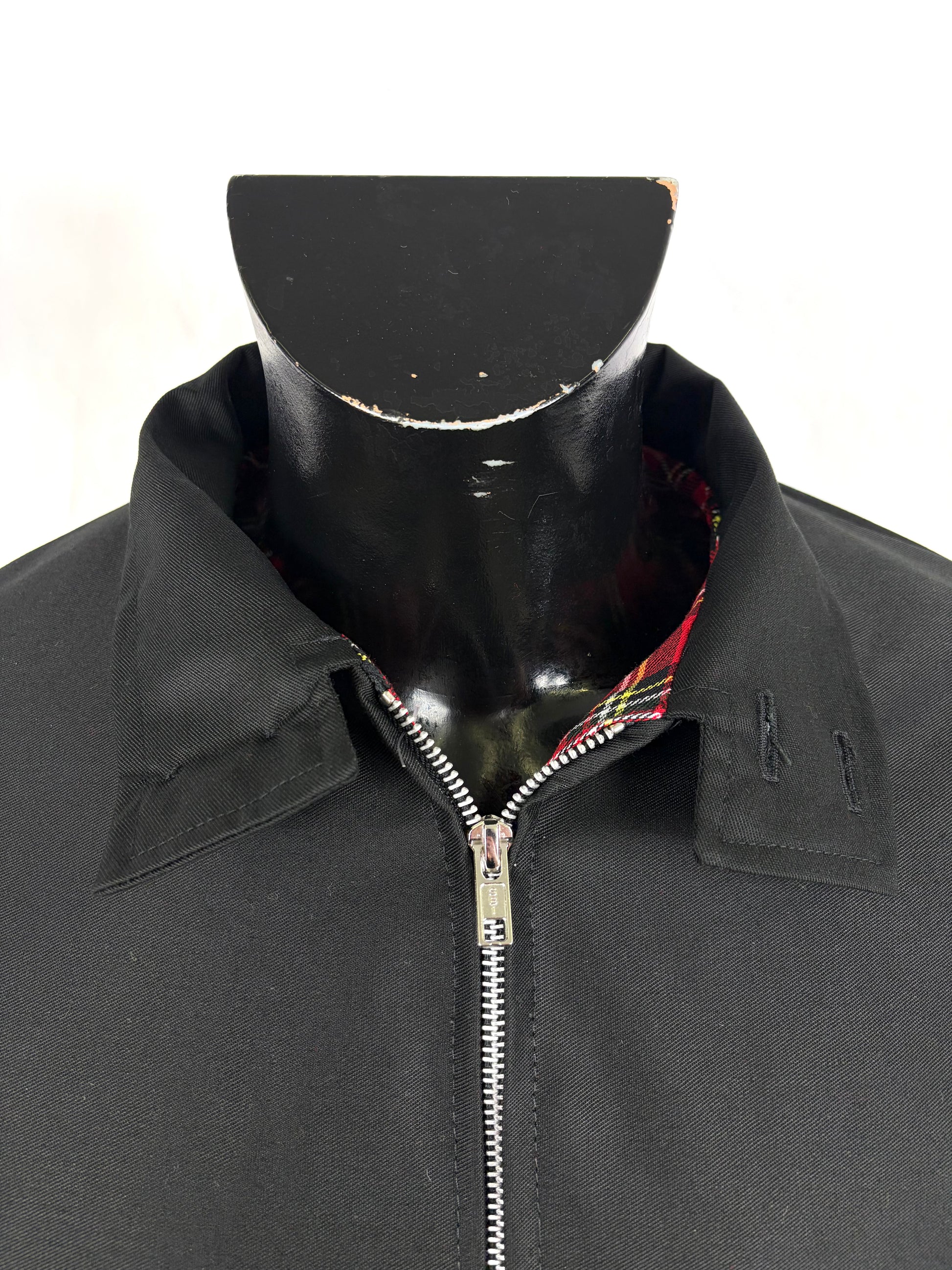 Giacca Harrington nera da uomo in cotone Made in England - Man Black Harrington Jacket - Shop In London