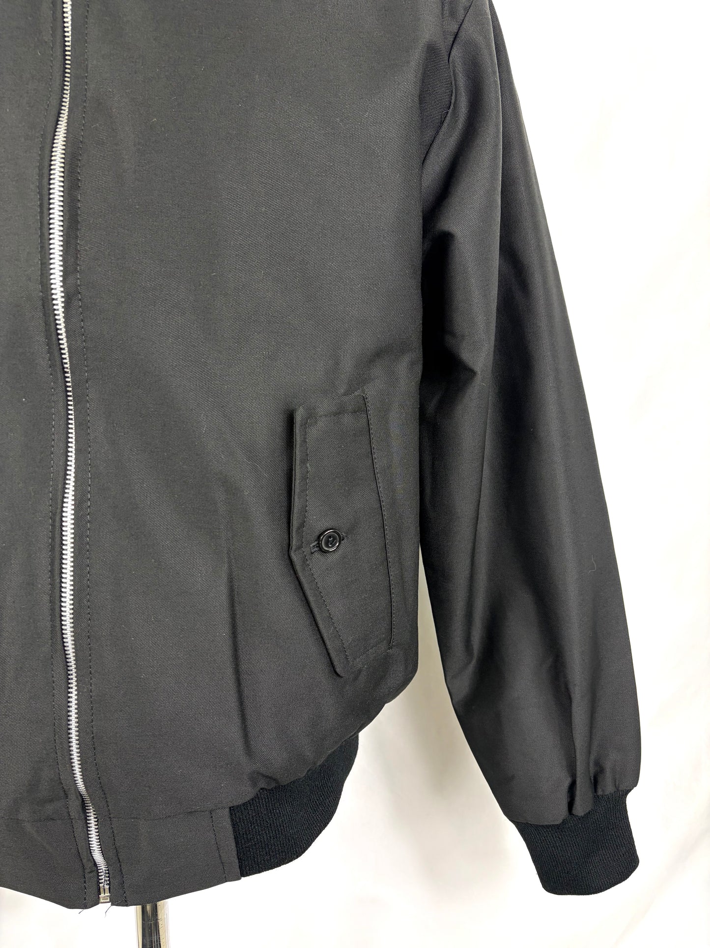 Giacca Harrington nera da uomo in cotone Made in England - Man Black Harrington Jacket - Shop In London