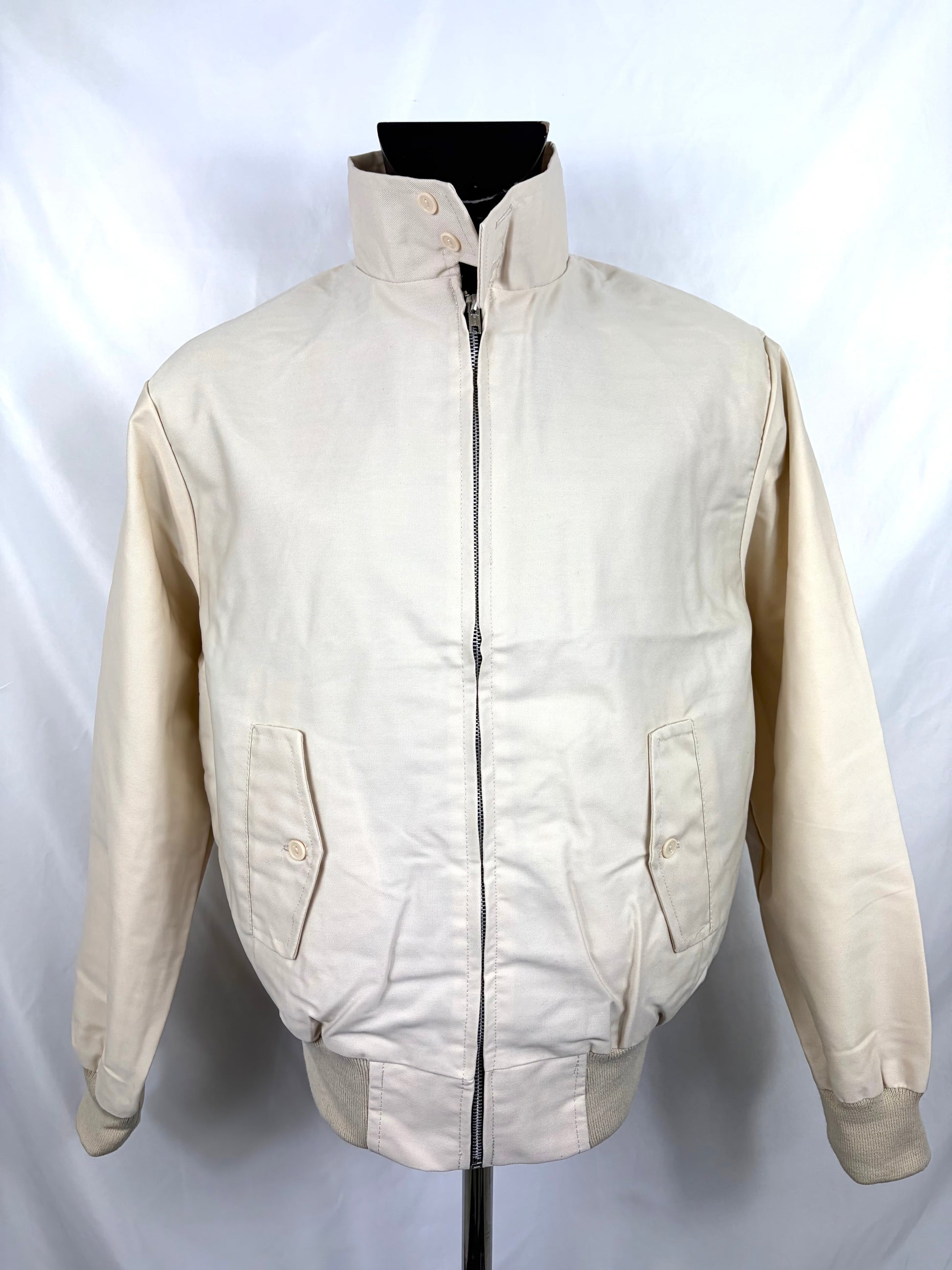 Giacca Harrington panna da uomo in cotone Made in England - Man Light Cream Harrington Jacket - Shop In London