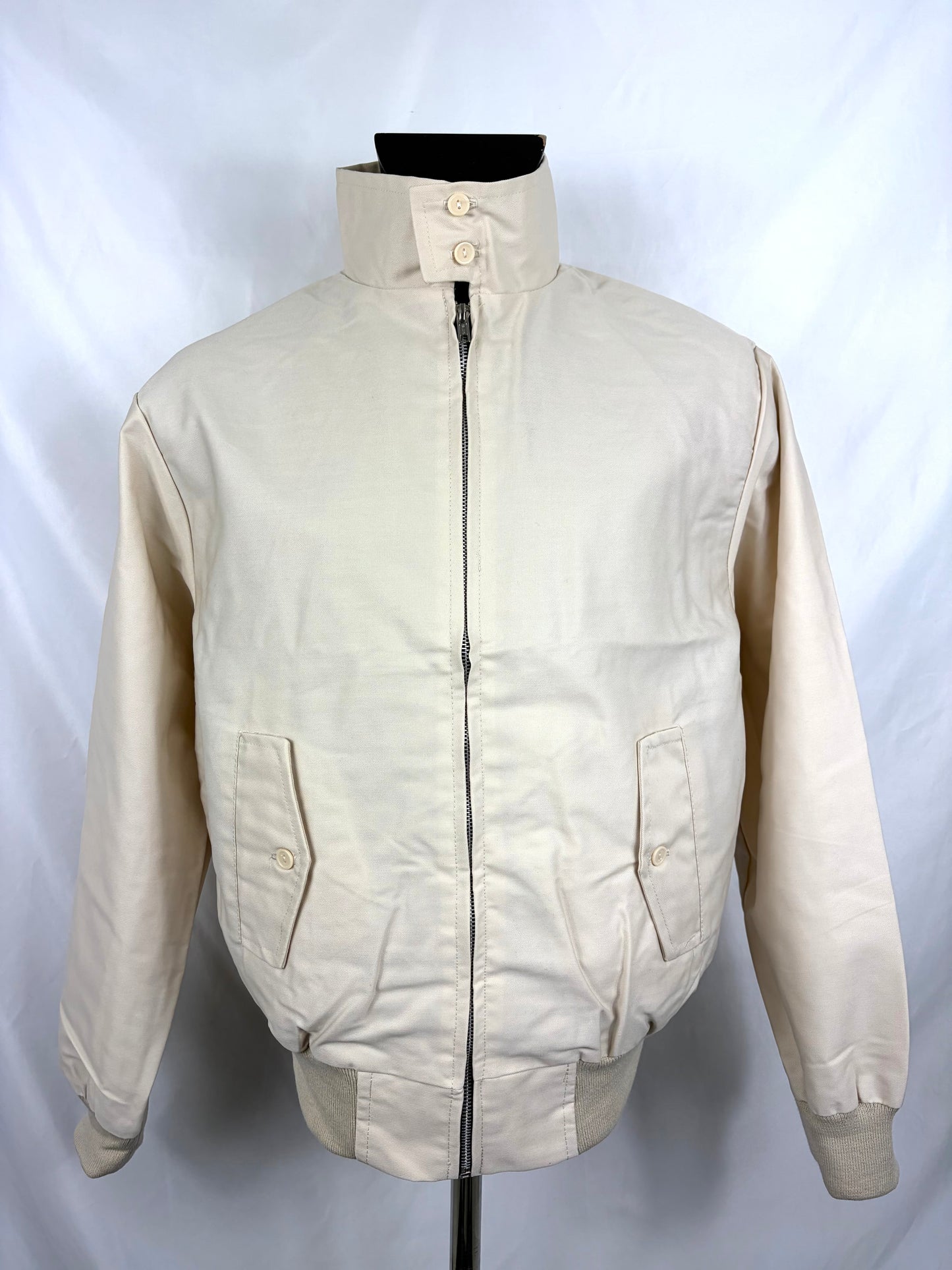 Giacca Harrington panna da uomo in cotone Made in England - Man Light Cream Harrington Jacket - Shop In London