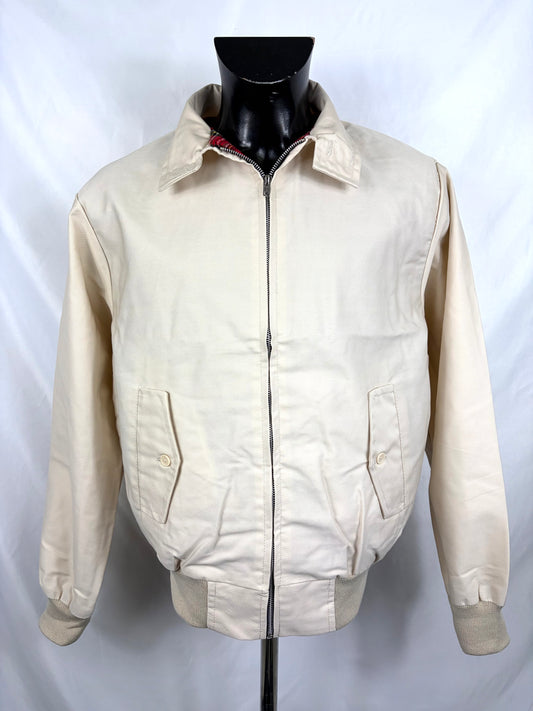 Giacca Harrington panna da uomo in cotone Made in England - Man Light Cream Harrington Jacket - Shop In London
