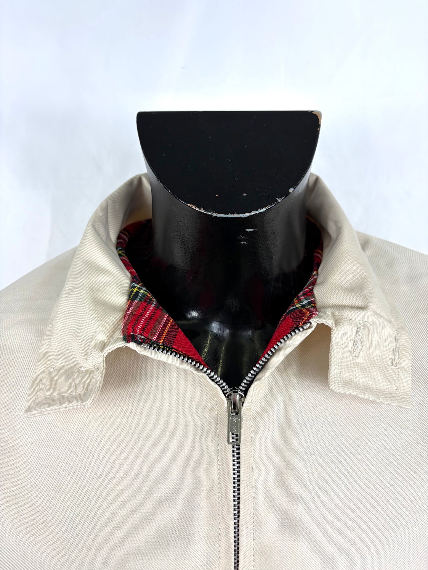 Giacca Harrington panna da uomo in cotone Made in England - Man Light Cream Harrington Jacket - Shop In London