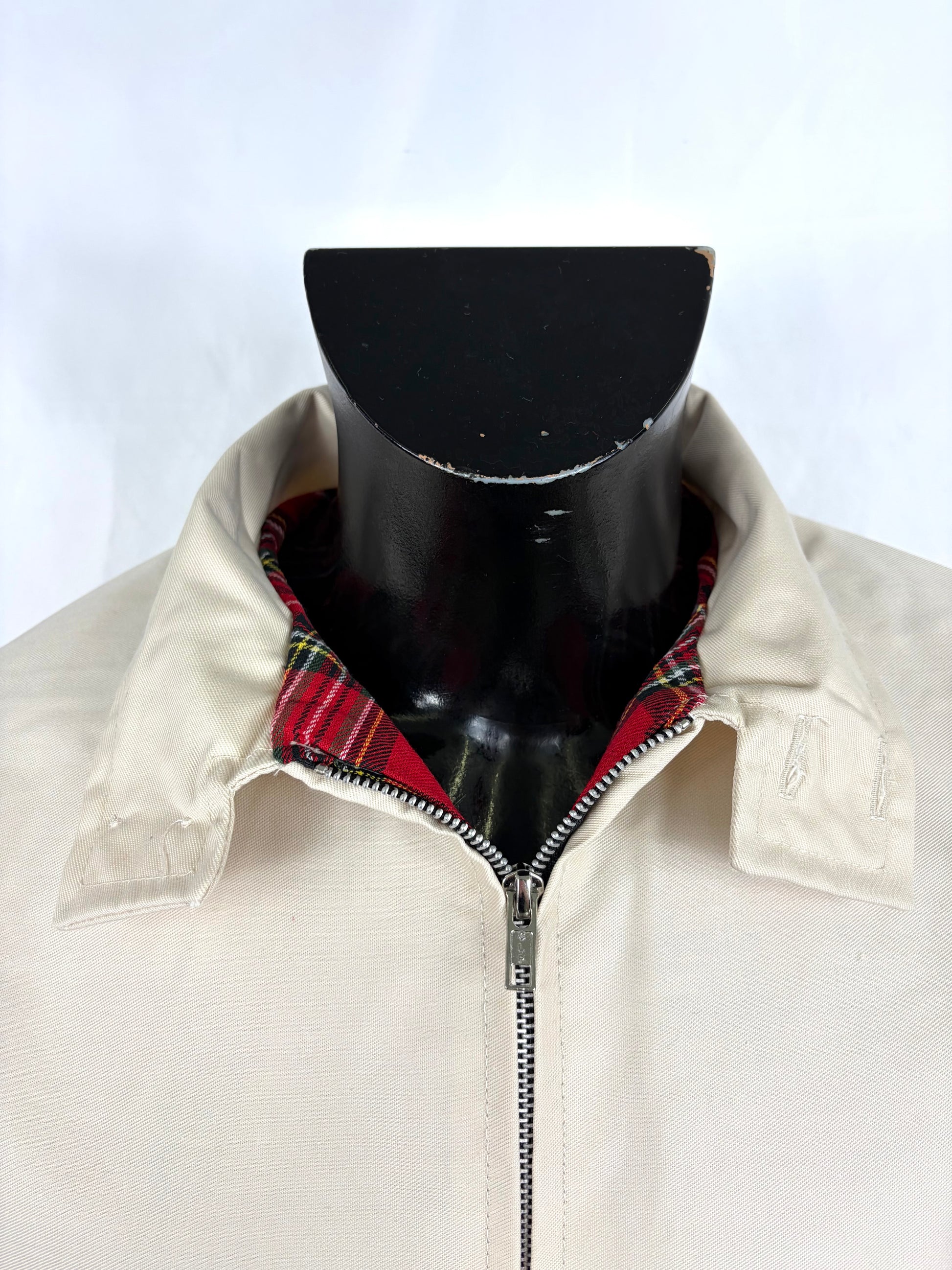 Giacca Harrington panna da uomo in cotone Made in England - Man Light Cream Harrington Jacket - Shop In London