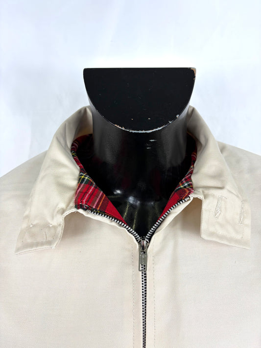 Giacca Harrington panna da uomo in cotone Made in England - Man Light Cream Harrington Jacket - Shop In London