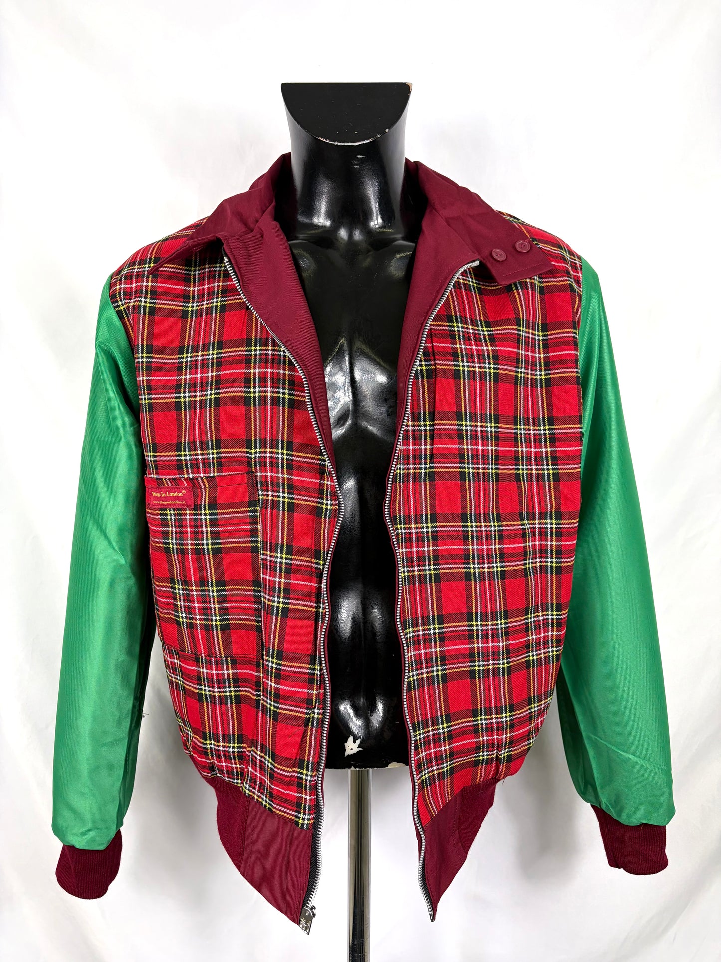 Giacca Harrington Bordeaux da uomo in cotone  Made in England - Man Wine Harrington Jacket - Shop In London