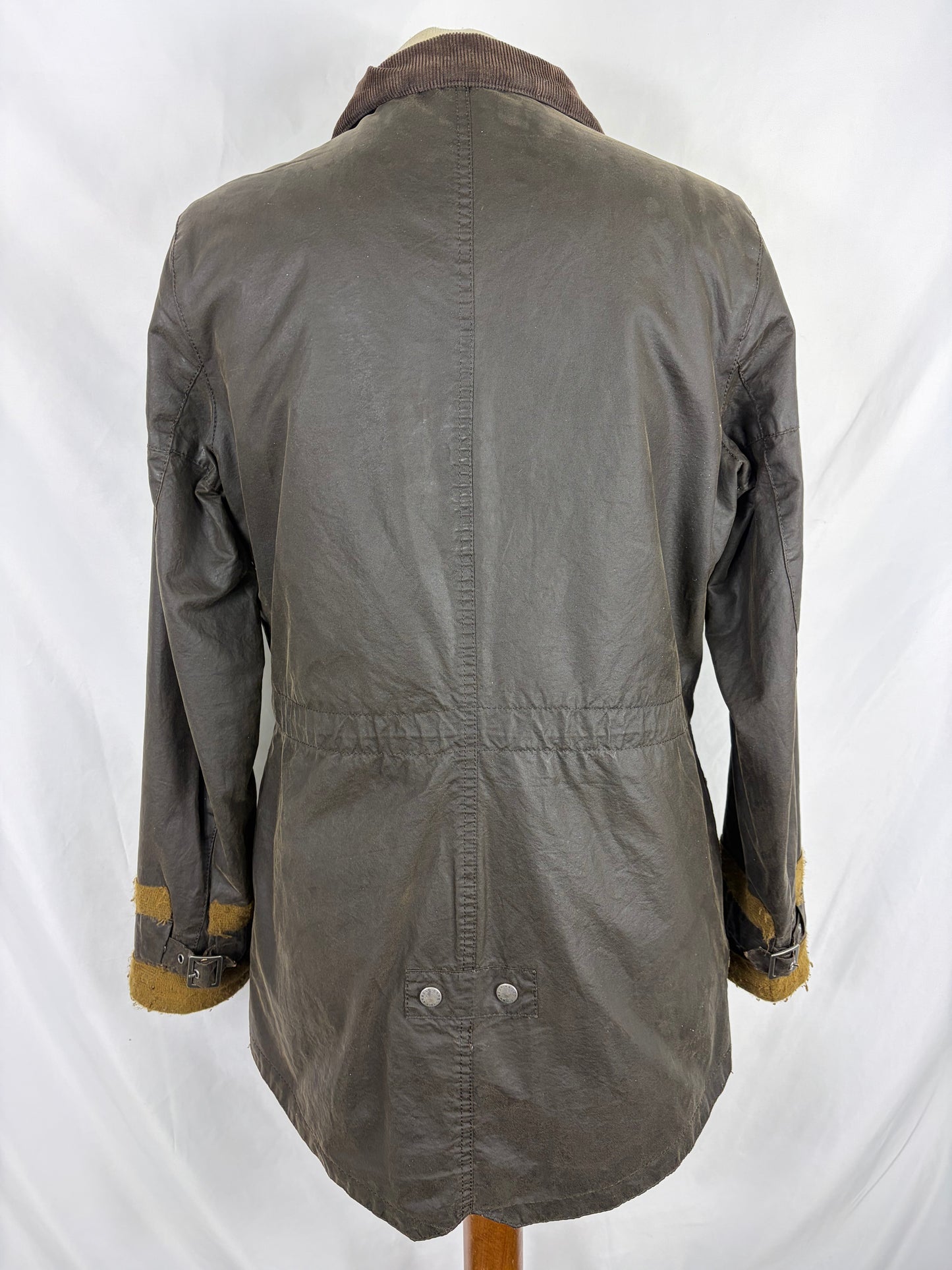 Barbour da donna cerato Oliva Small Uk10 - Lady Vintage Troop Olive Wax Jacket size Uk10