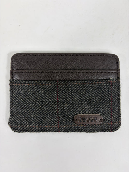 Portacarte inglese in tweed grigio spina di pesce