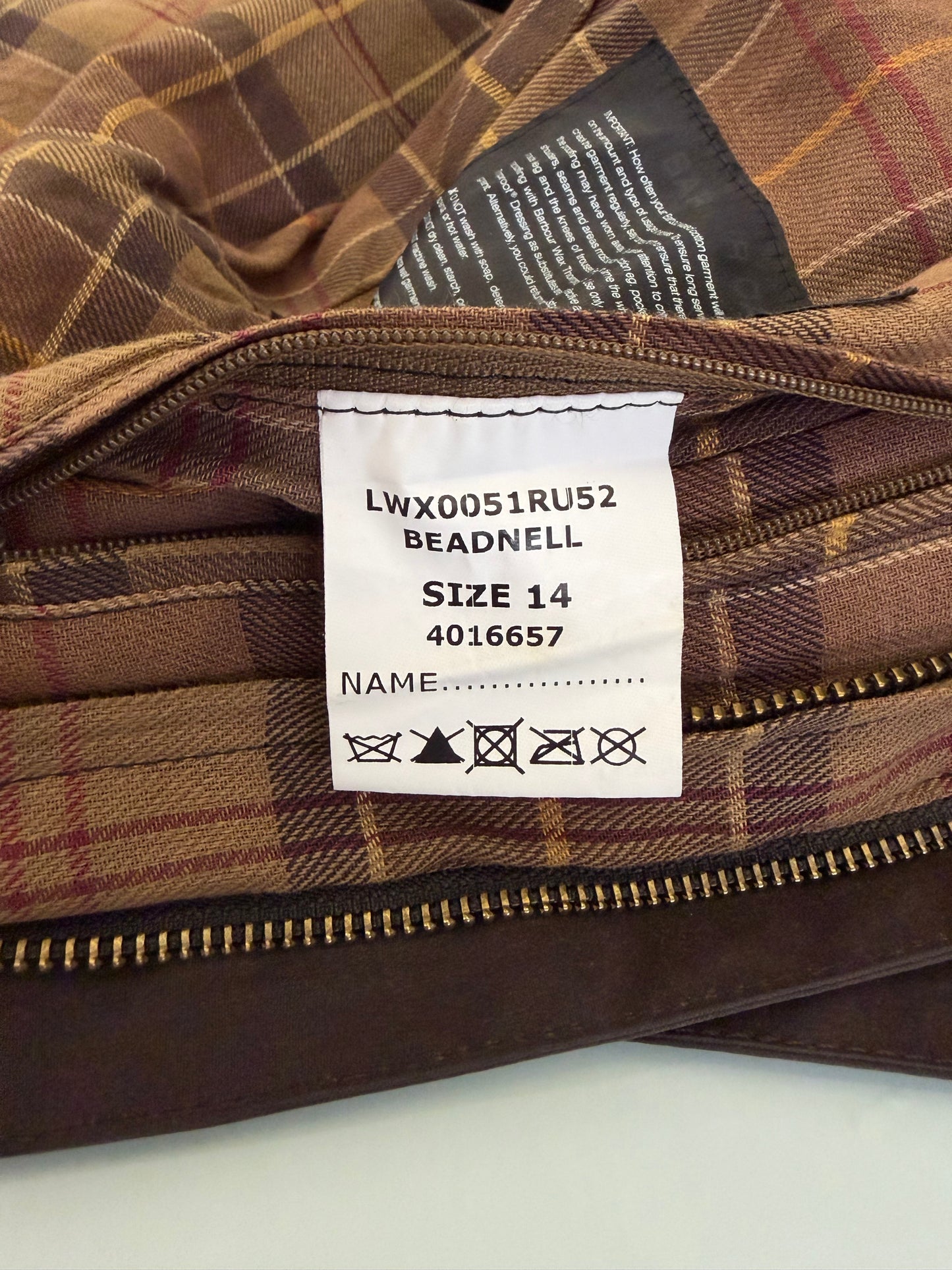 Giacca Barbour marrone Beadnell Uk 14 tg.44 -Lady Brown Beadnell Wax Jacket size uk14