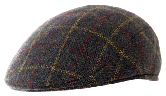 Coppola in lana verde scuro tweed con paraorecchie - Green Tweed Ear Flat Cap