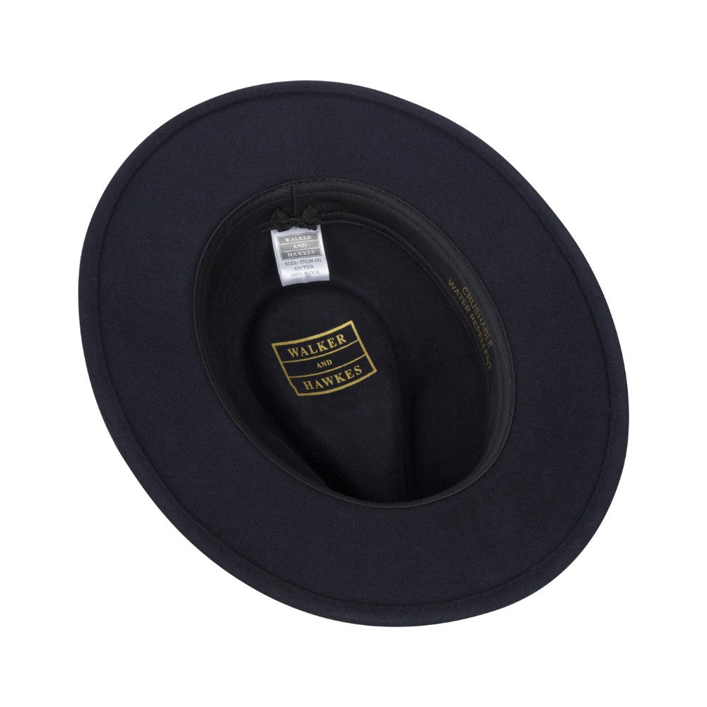 Cappello Fedora Unisex inglese in lana blu con piuma
