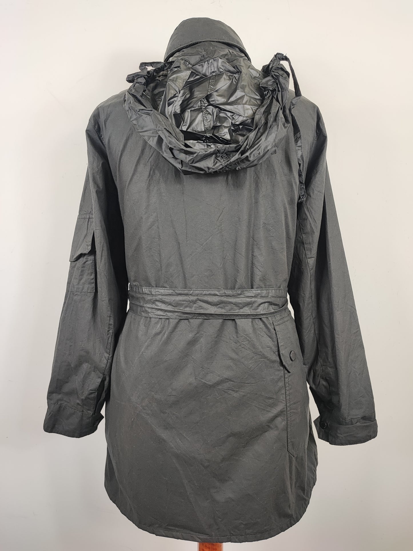 Giacca Barbour cerata nera Reel UNISEX UK16 tg. 46/48 Black Wax Reel jacket with belt size uk16