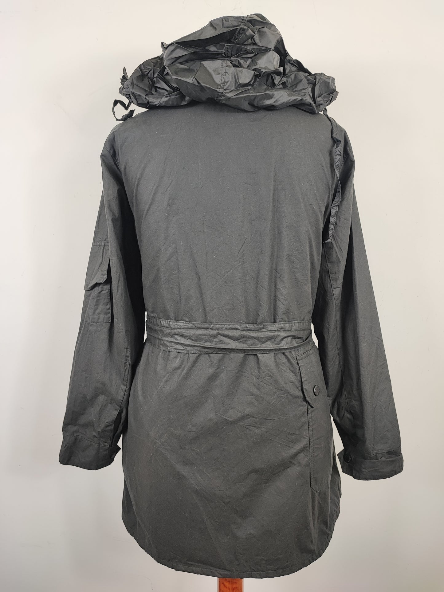 Giacca Barbour cerata nera Reel UNISEX UK16 tg. 46/48 Black Wax Reel jacket with belt size uk16
