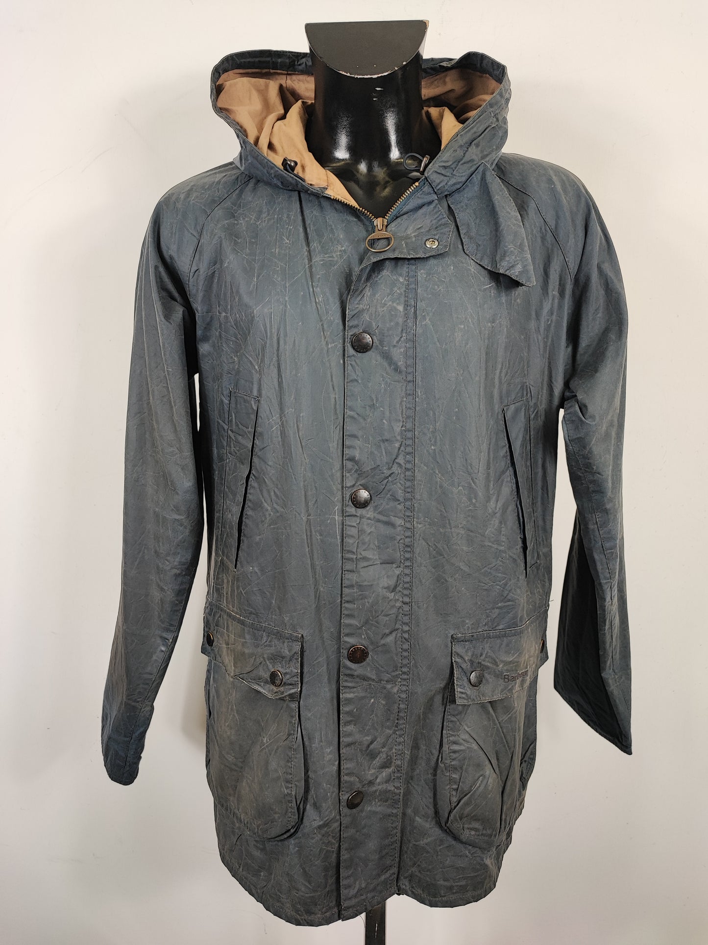 Giacca Barbour Bedale Blu con cappuccio Large -Man Navy Hooded Bedale t Wax Jacket size L