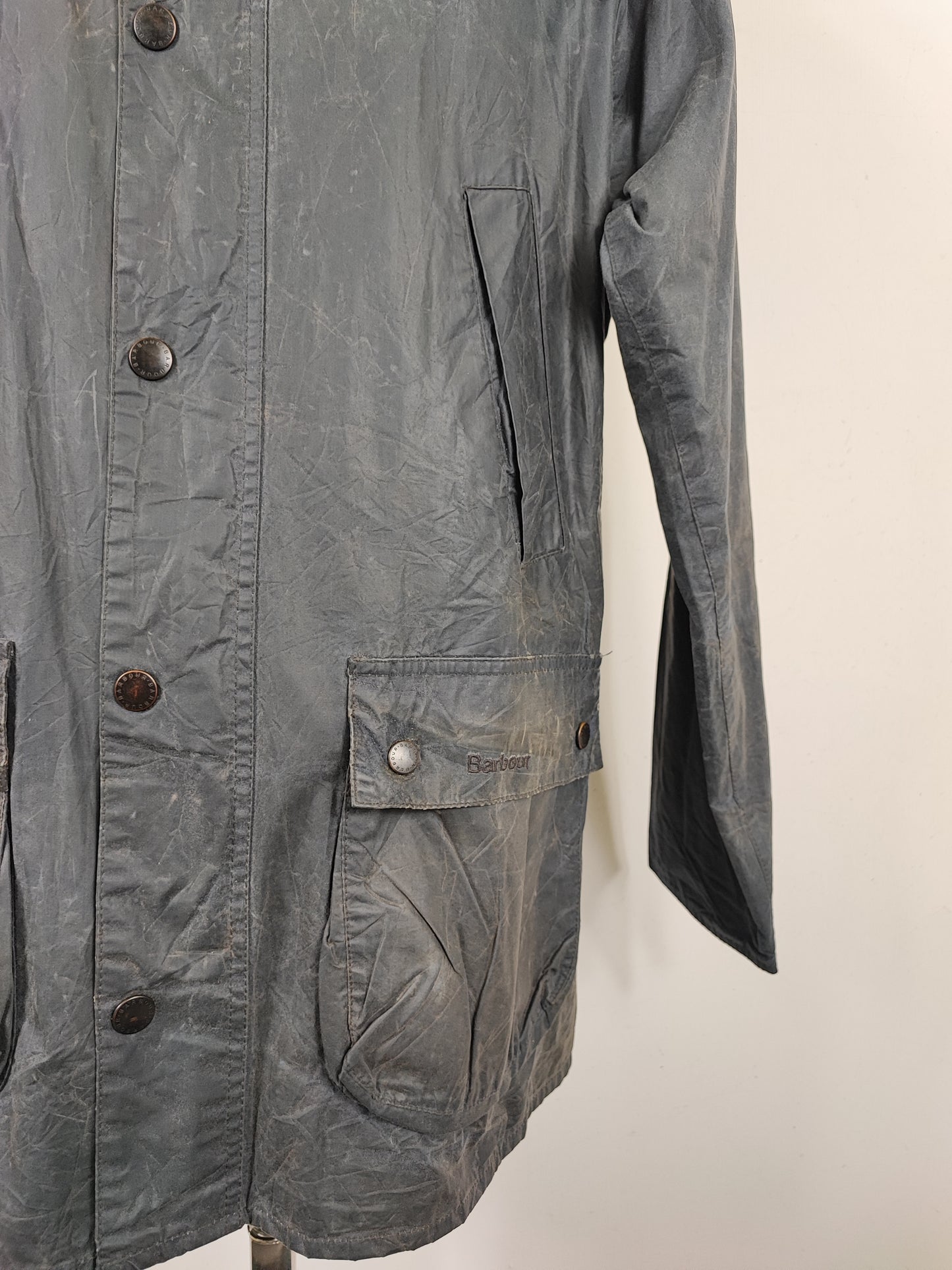 Giacca Barbour Bedale Blu con cappuccio Large -Man Navy Hooded Bedale t Wax Jacket size L