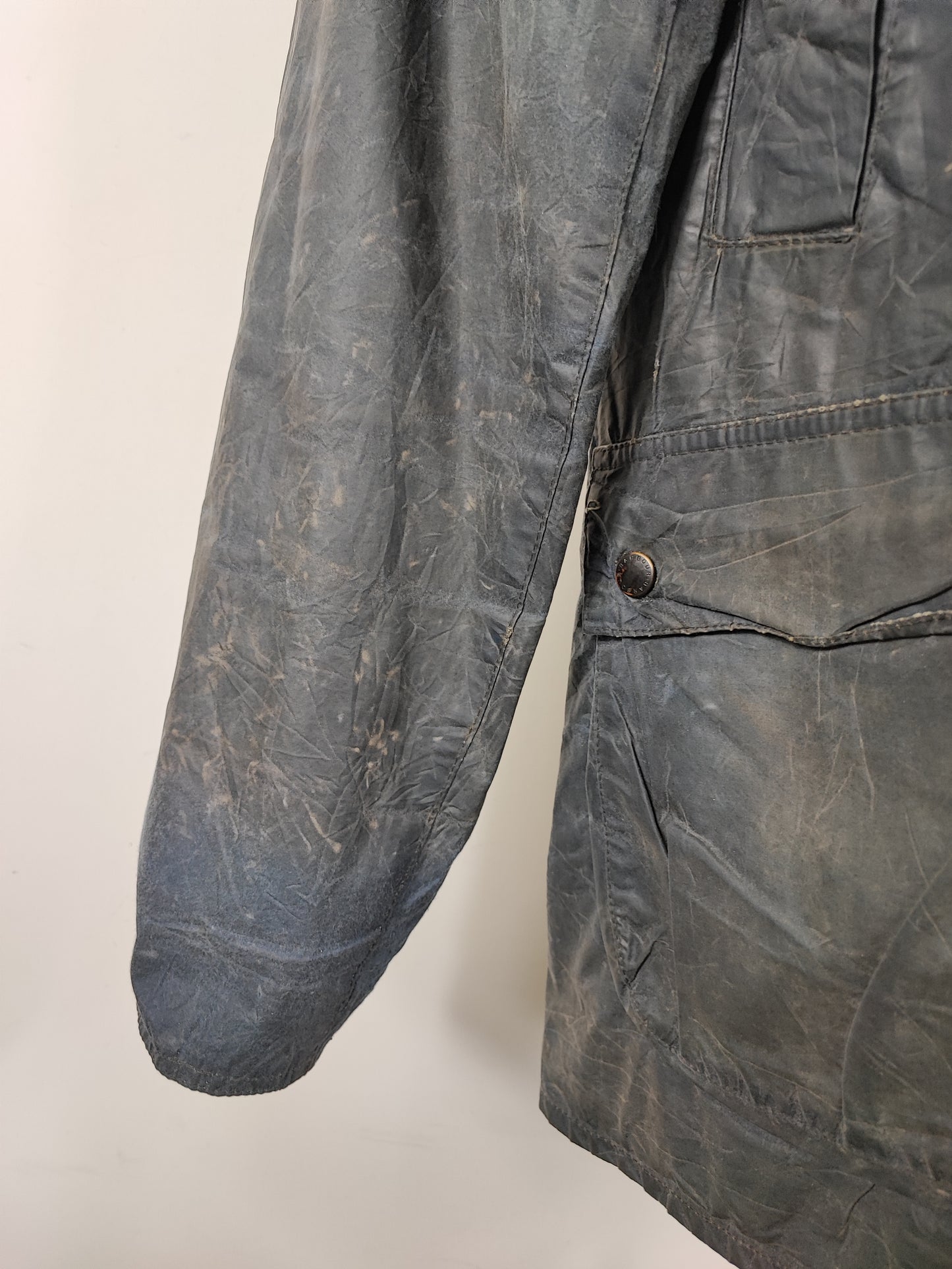 Giacca Barbour Bedale Blu con cappuccio Large -Man Navy Hooded Bedale t Wax Jacket size L