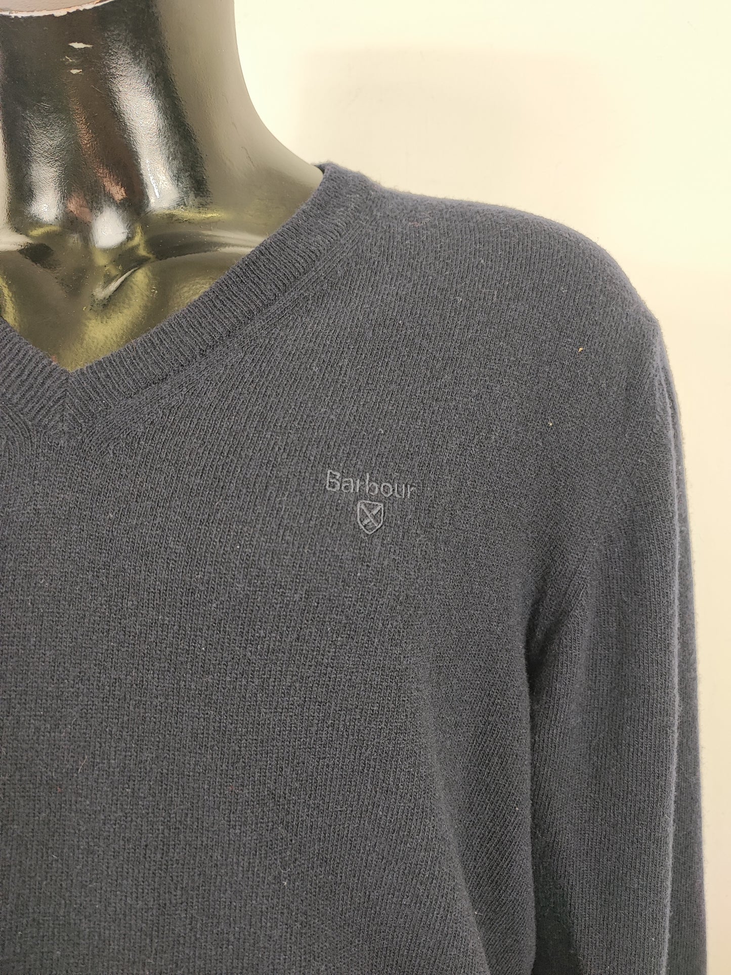 Maglione Barbour Blu large in lana - Lambswool V neck navy size Large