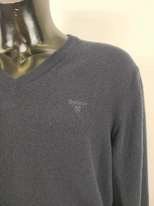 Maglione Barbour Blu large in lana - Lambswool V neck navy size Large