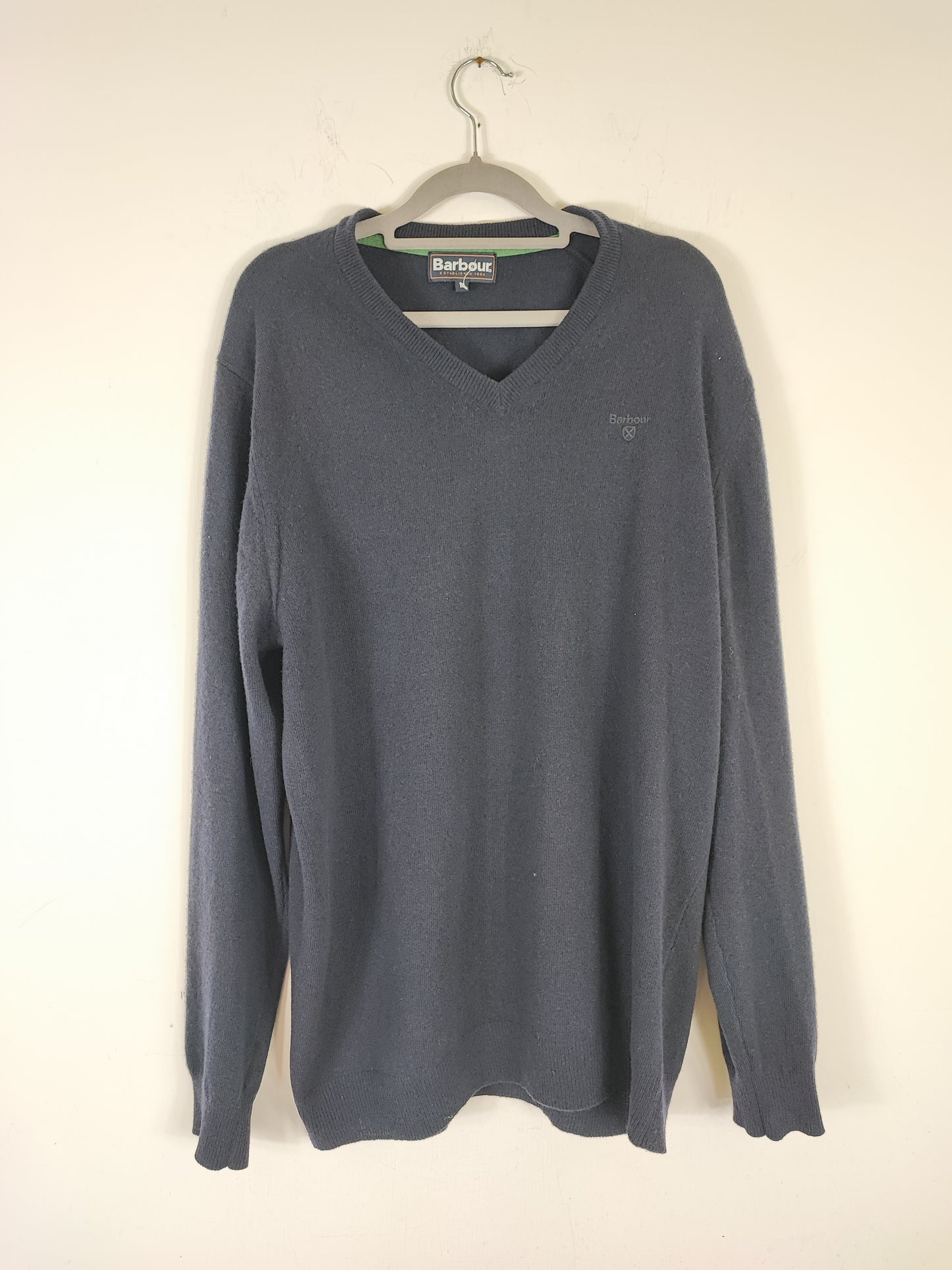 Maglione Barbour Blu large in lana - Lambswool V neck navy size Large