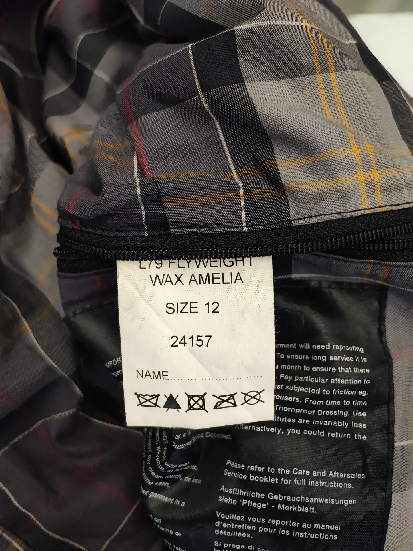 Barbour Giacca corta nera cerata Flyweight Amelia Medium Tg. 42 Black Wax Flyweight Amelia Uk12