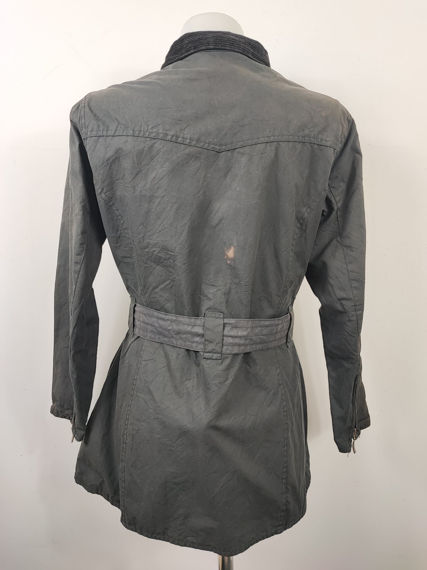 Barbour Giacca nera donna Utility Medium 42 Lady black Utility Mac wax Jacket size uk12