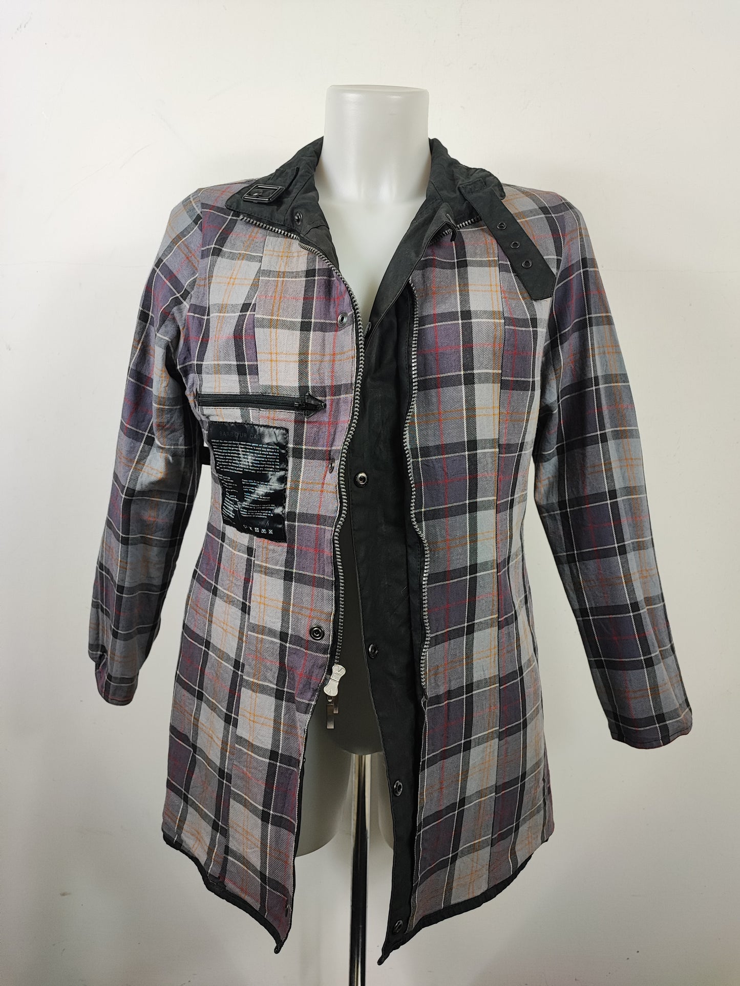 Barbour Giacca nera donna Utility Medium 42 Lady black Utility Mac wax Jacket size uk12