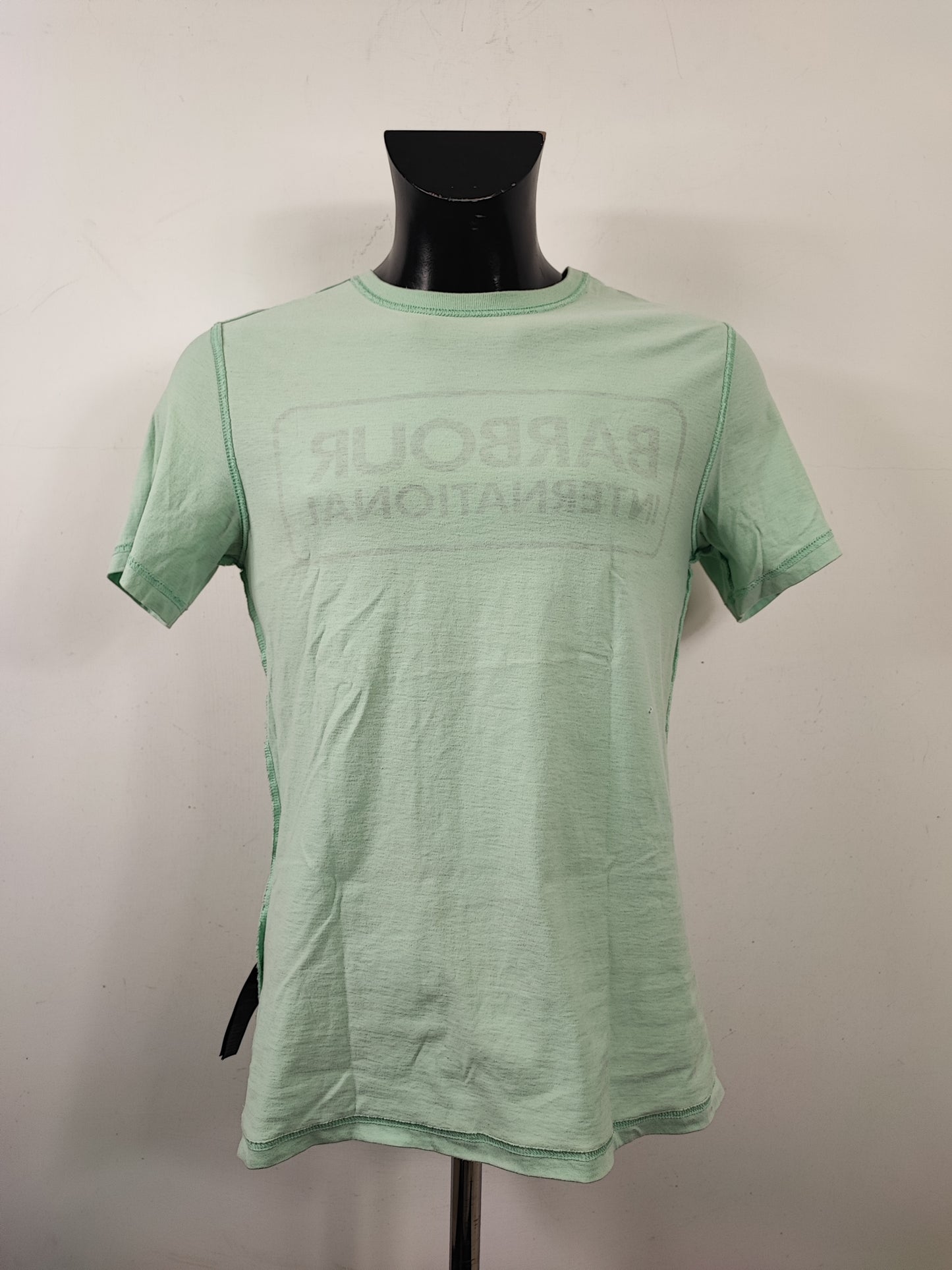 T-shirt Barbour verde acqua da uomo in cotone taglia Small