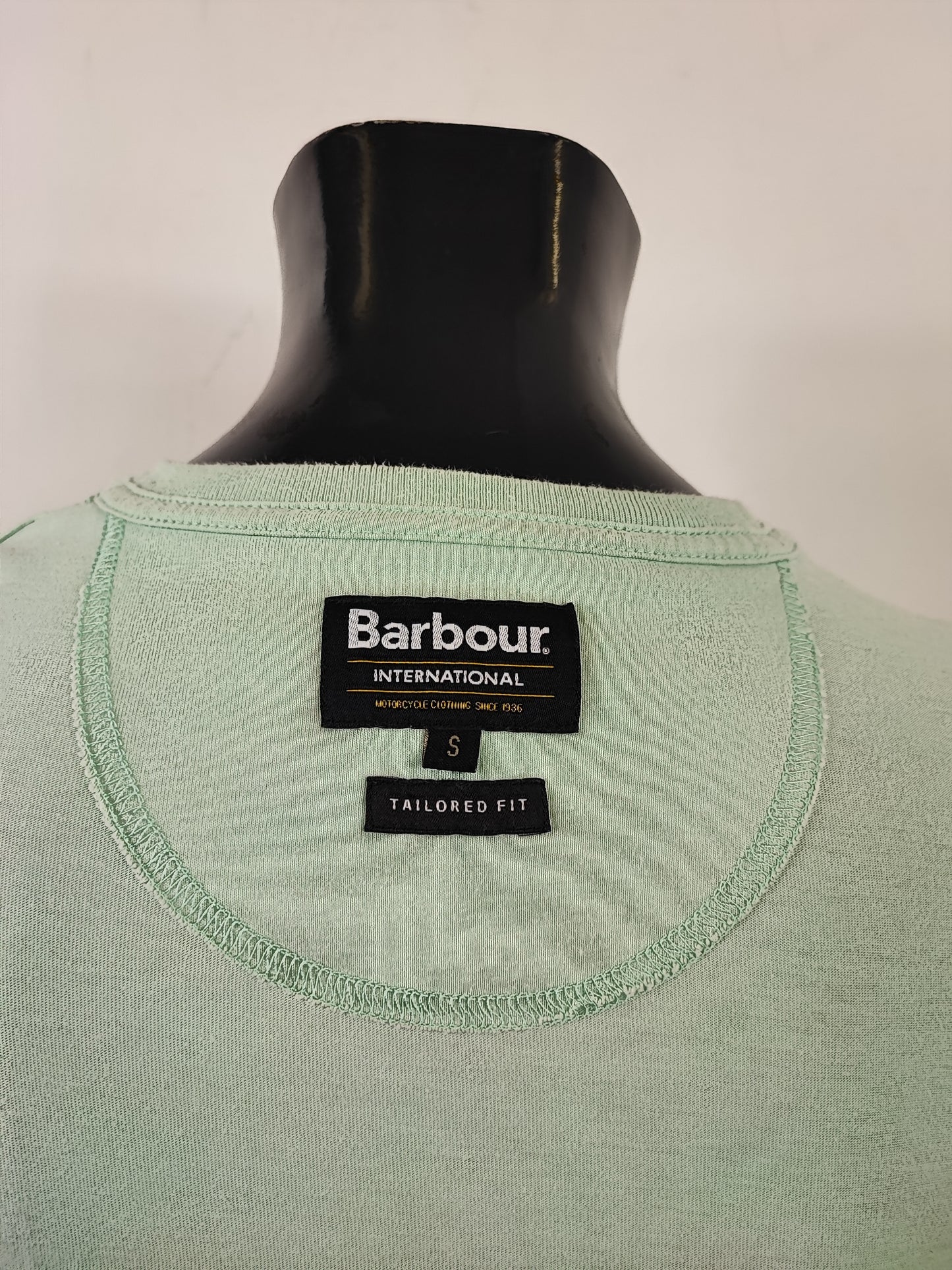 T-shirt Barbour verde acqua da uomo in cotone taglia Small