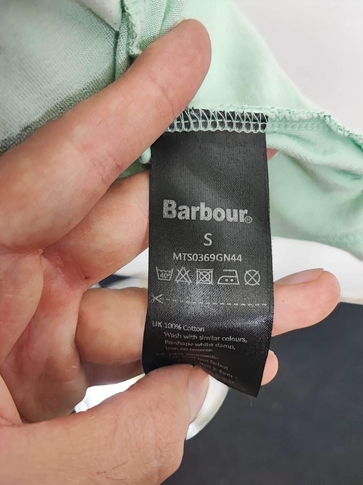 T-shirt Barbour verde acqua da uomo in cotone taglia Small