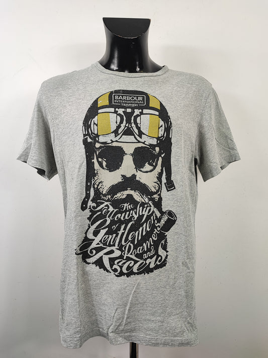 T-shirt Barbour grigia da uomo in cotone taglia Large