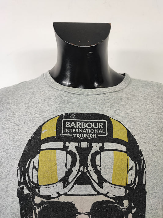 T-shirt Barbour grigia da uomo in cotone taglia Large