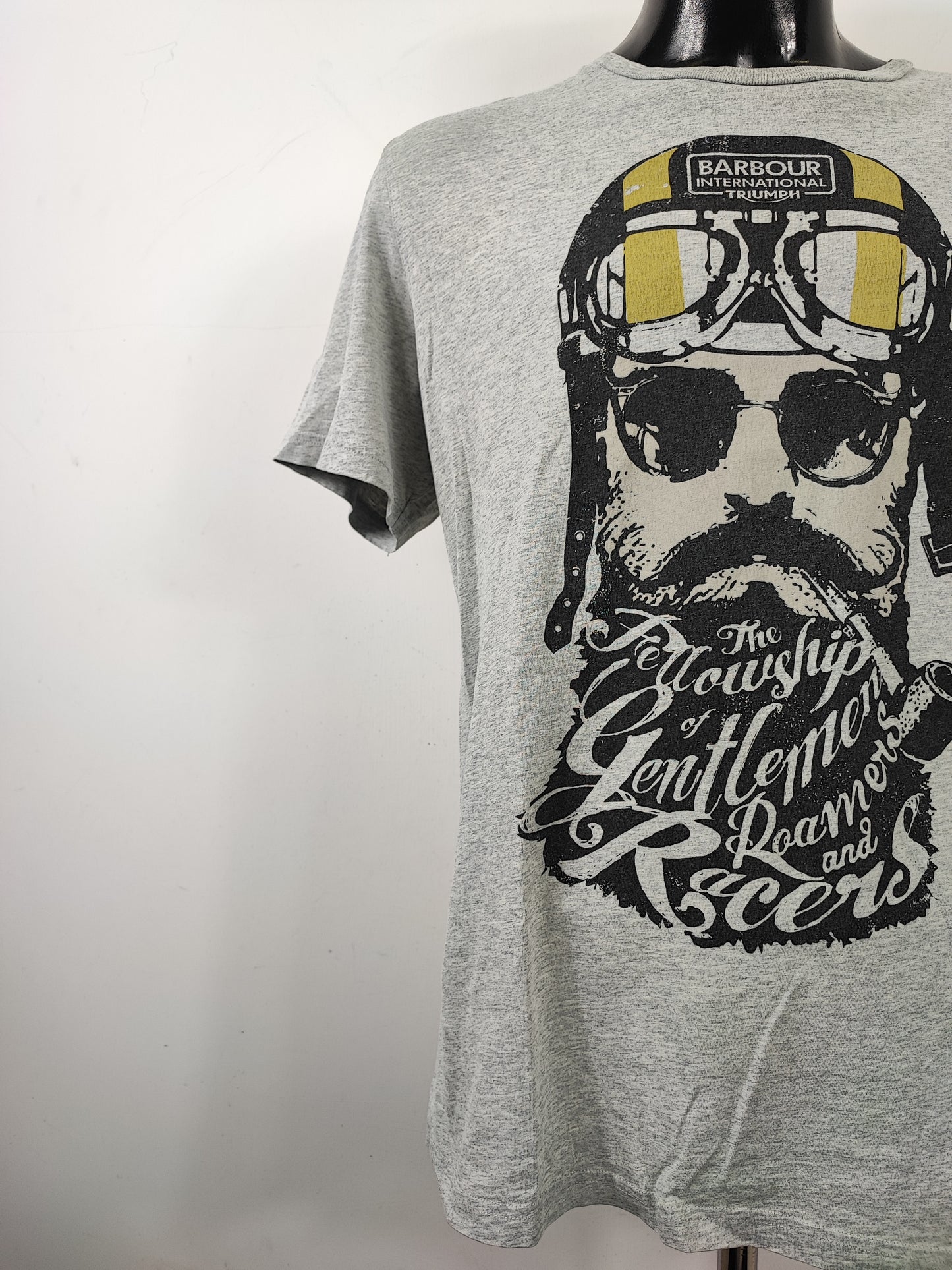 T-shirt Barbour grigia da uomo in cotone taglia Large